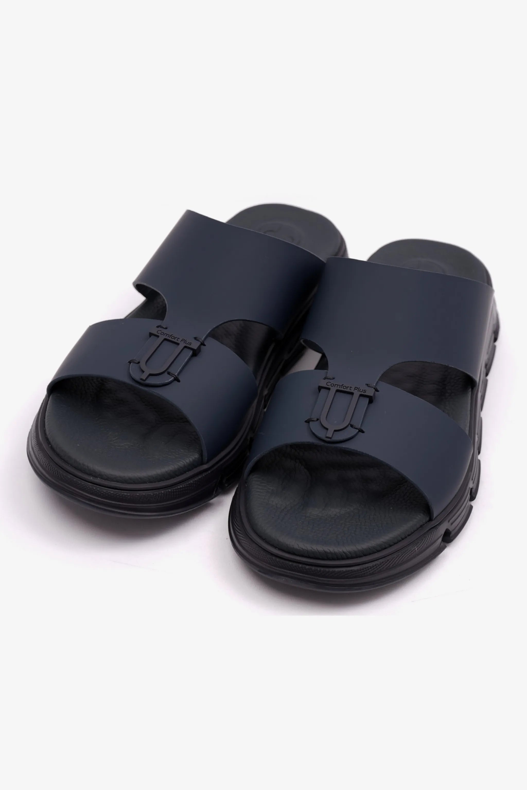 COMFORT PLUS ELEGENT TRIM MENS MATT LEATHER SANDALS NAVY - Seventy7