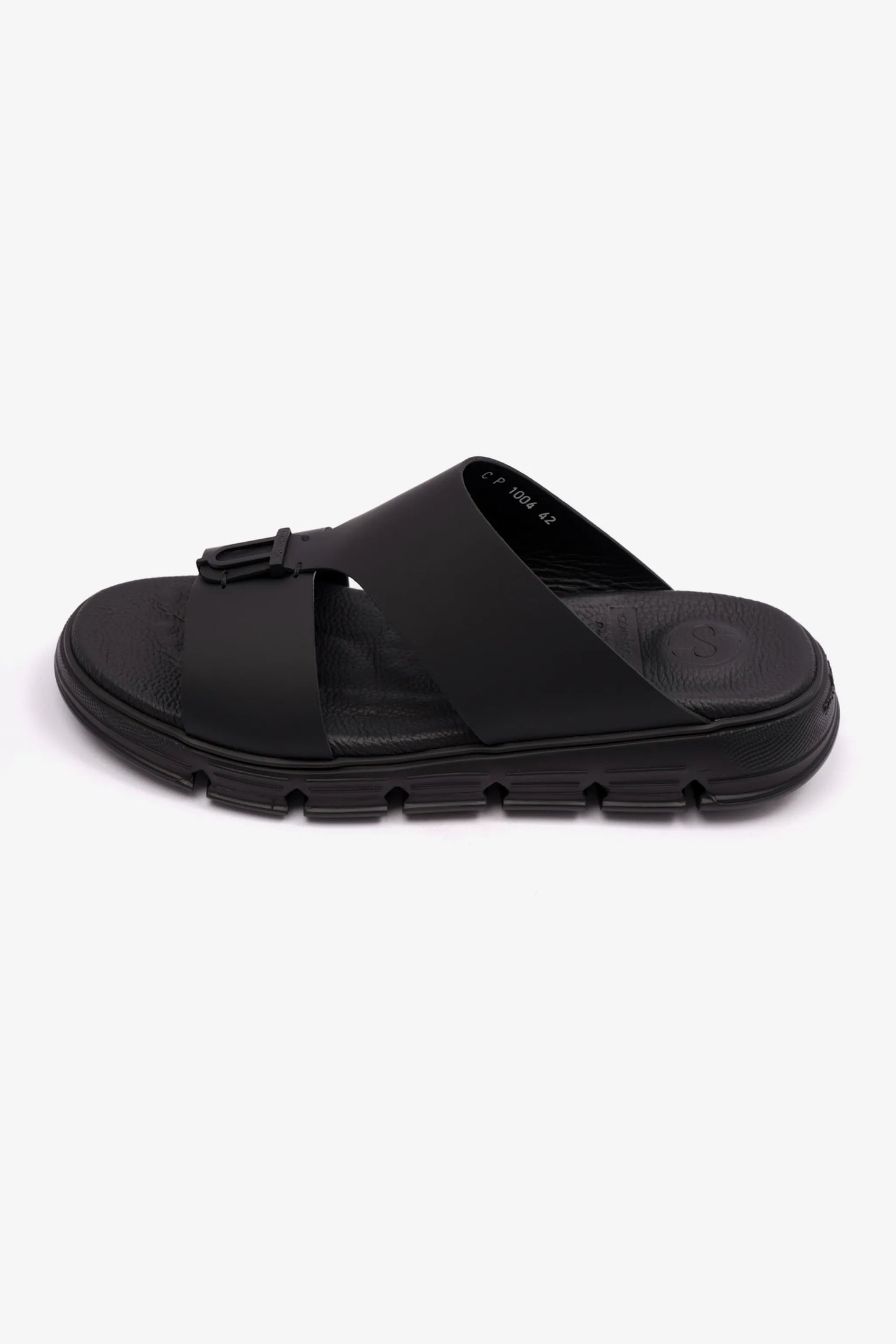 COMFORT PLUS ELEGENT TRIM MENS MATT LEATHER SANDALS BLACK - Seventy7