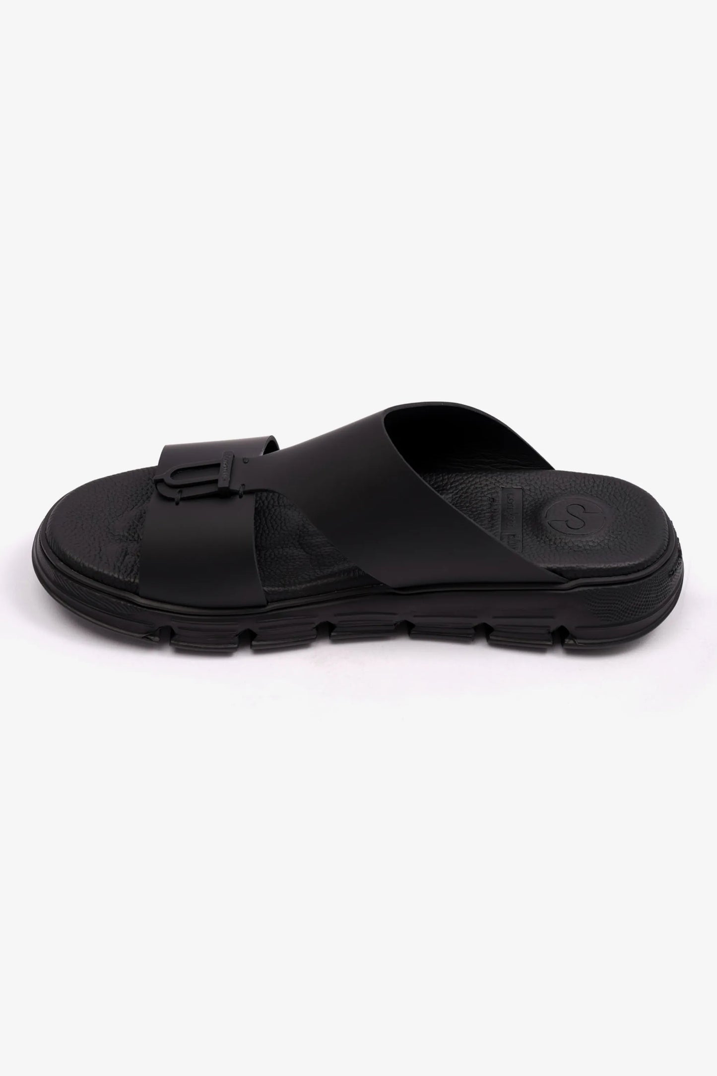 COMFORT PLUS ELEGENT TRIM MENS MATT LEATHER SANDALS BLACK - Seventy7