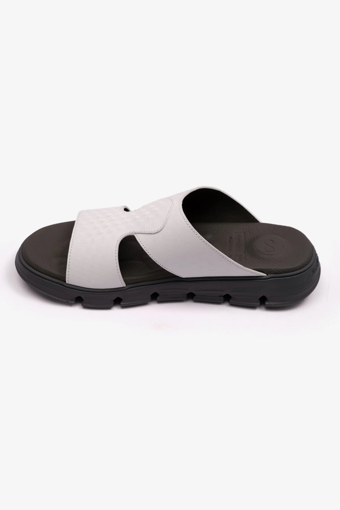 EMBOSSED ARABIC LEATHER MENS SANDAL COMFORT PLUS WHITE - Seventy7