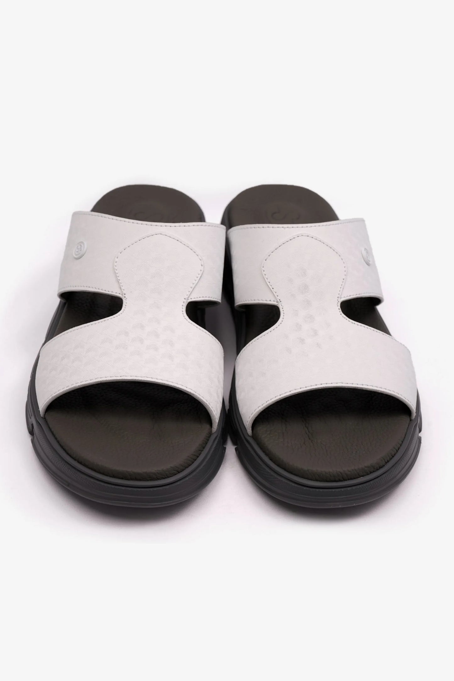 EMBOSSED ARABIC LEATHER MENS SANDAL COMFORT PLUS WHITE - Seventy7