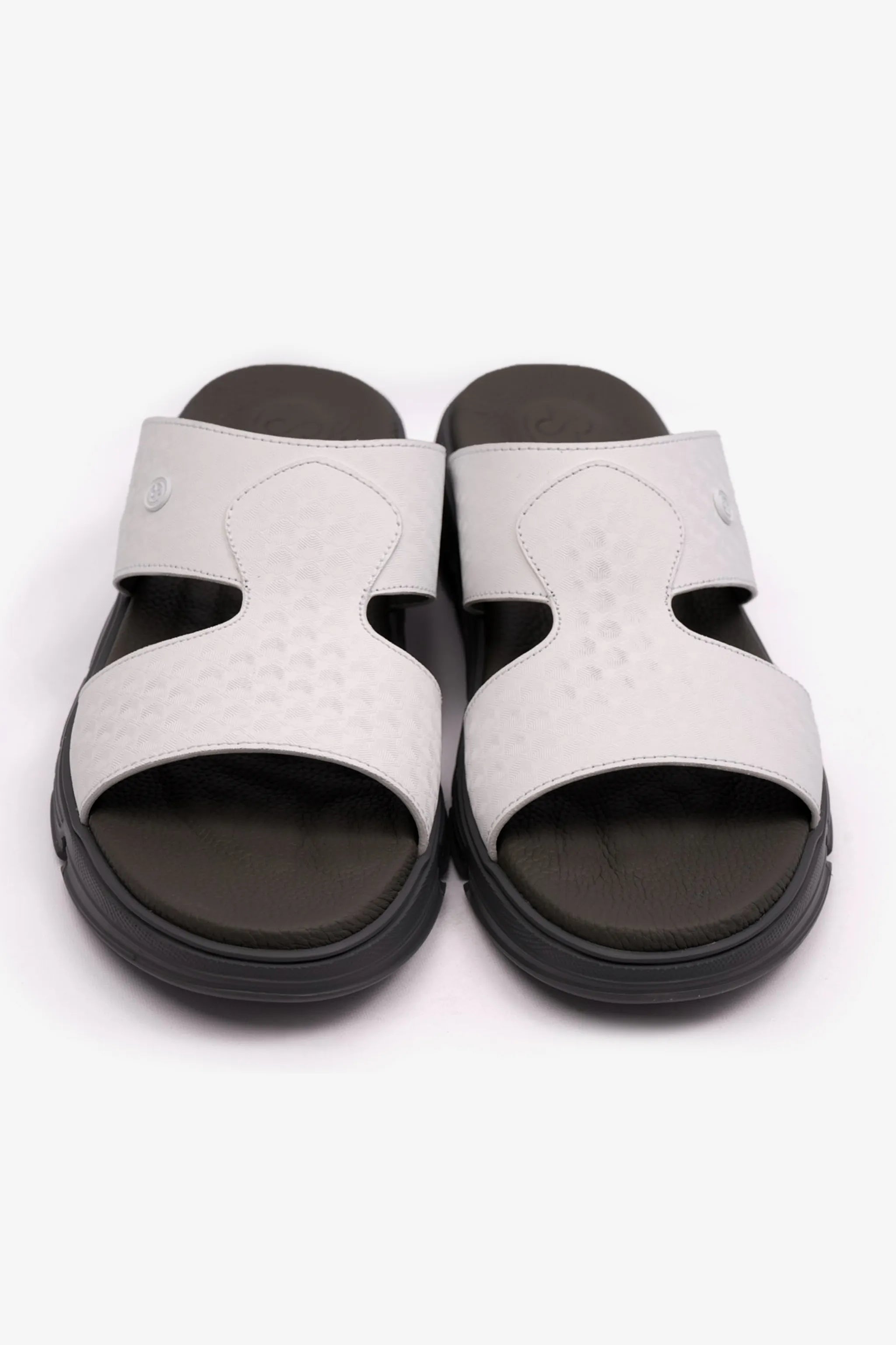 EMBOSSED ARABIC LEATHER MENS SANDAL COMFORT PLUS WHITE - Seventy7
