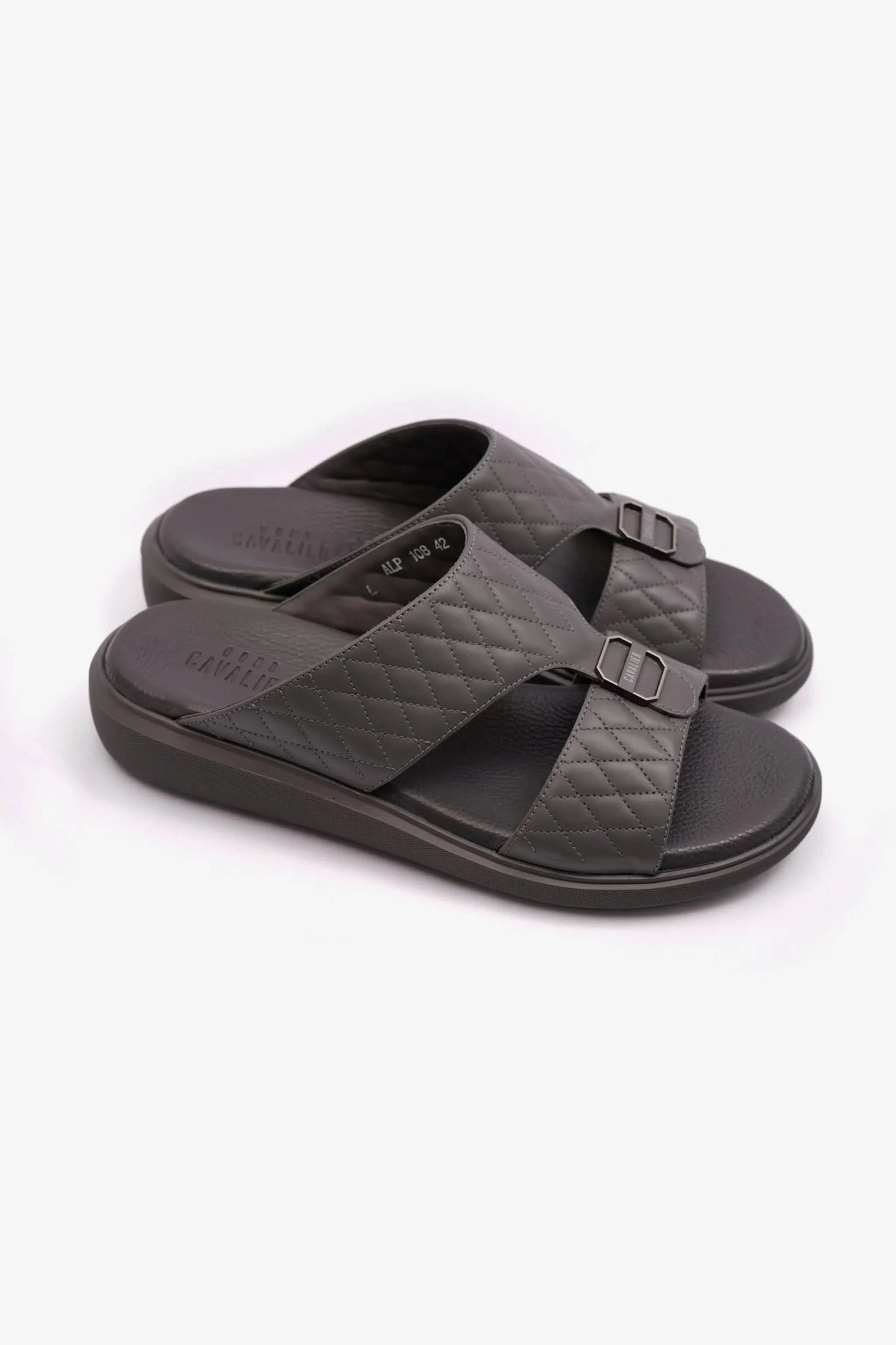 UOMO CAVALIER MENS ARABIC QUILTING PATTERN SANDALS GREY - Seventy7