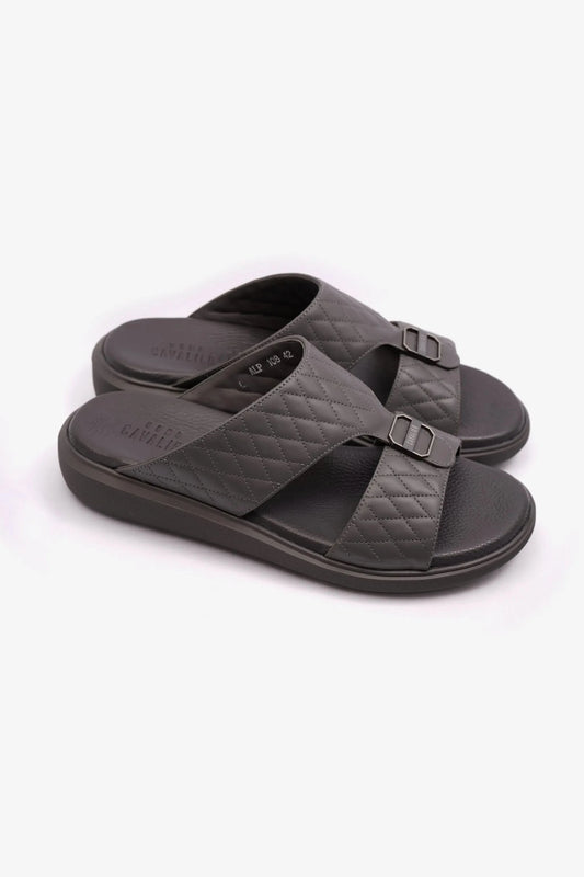 UOMO CAVALIER MENS ARABIC QUILTING PATTERN SANDALS GREY - Seventy7