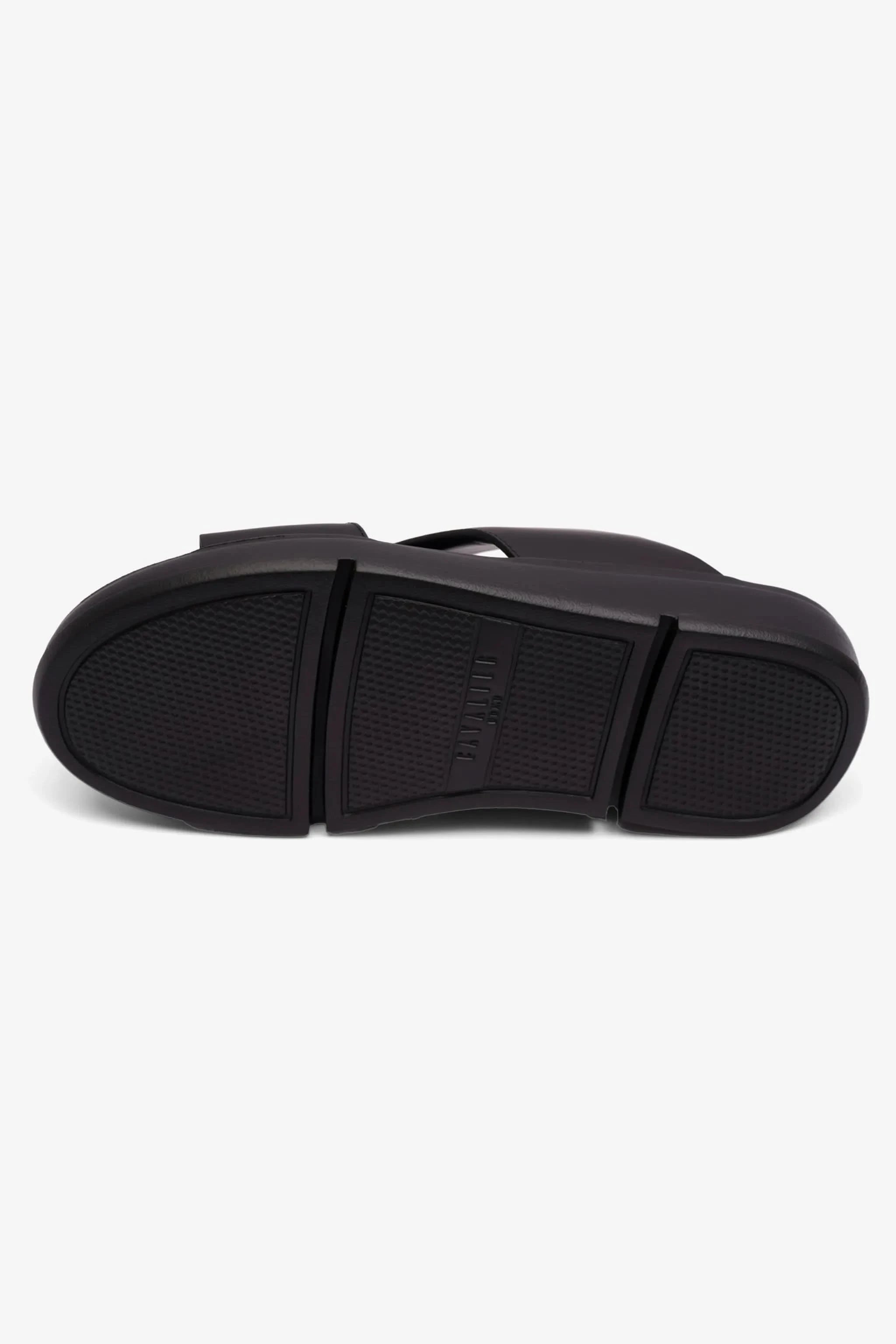 UOMO CAVALIER MENS LIGHT WEIGHT MATT LEATHER SANDAL BLACK - Seventy7