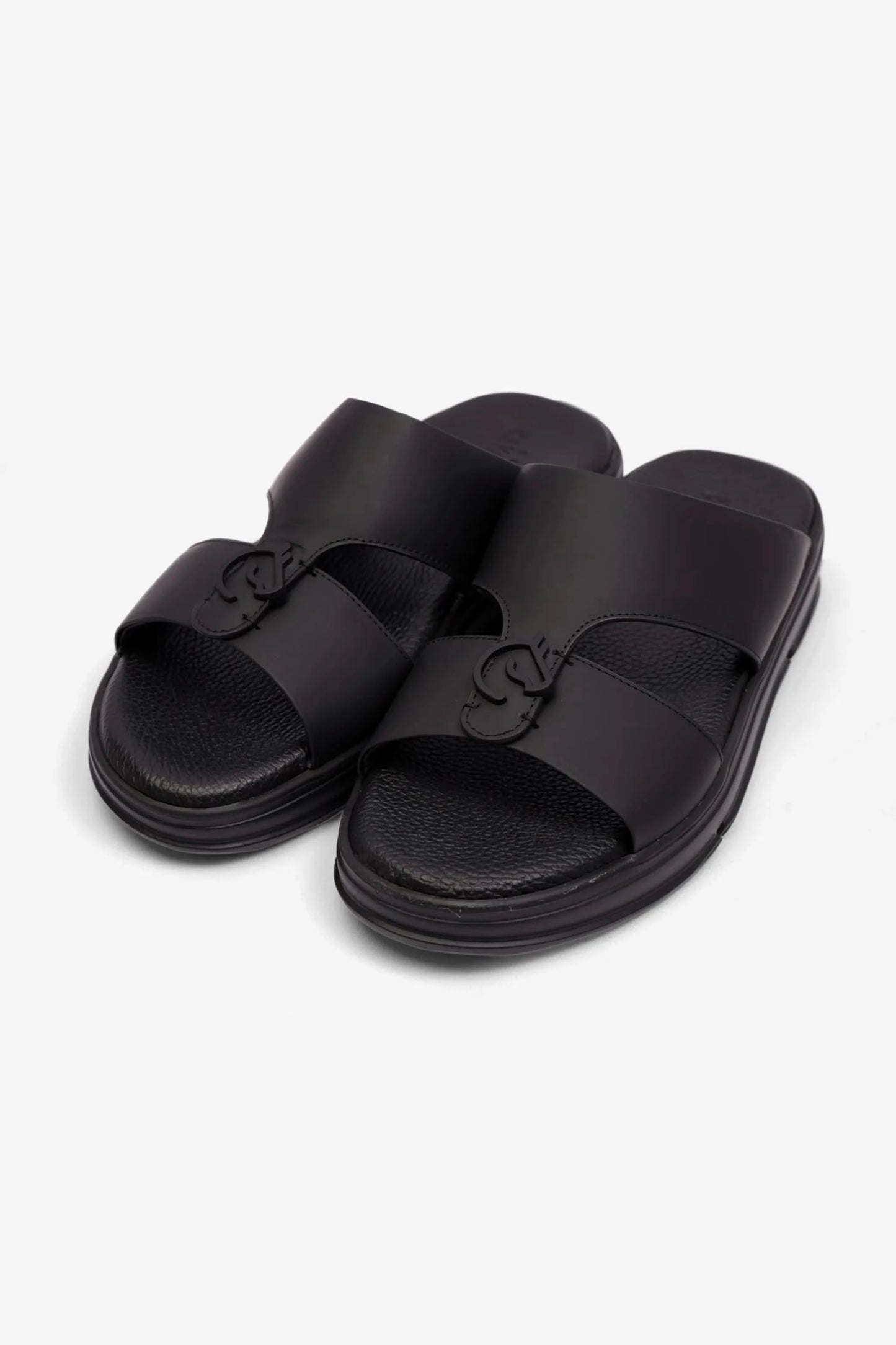 UOMO CAVALIER MENS LIGHT WEIGHT MATT LEATHER SANDAL BLACK - Seventy7