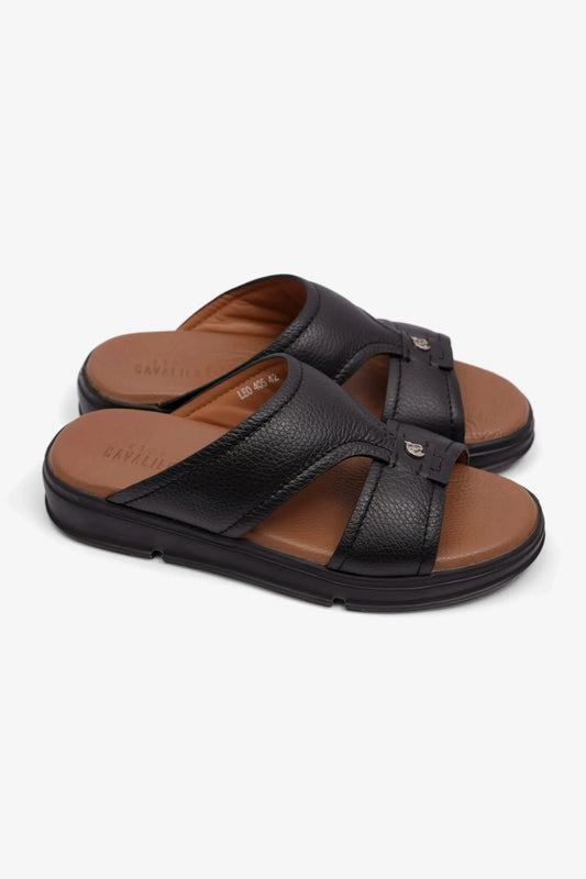 MENS ARABIC UOMO CAVALIER SANDALS LEO BLACK - Seventy7