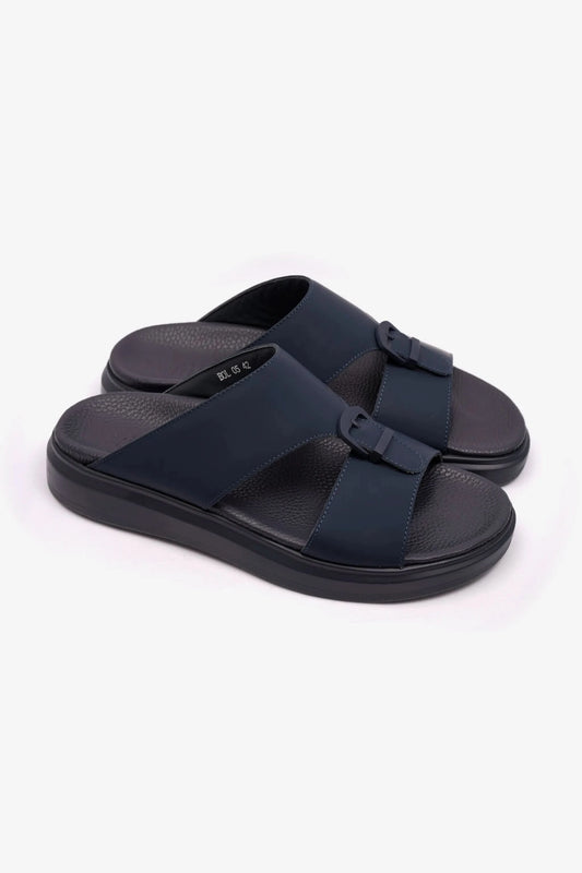 UOMO CAVALIER MENS ARABIC CLASSIC TRIM EXTRA CUSHIONED SANDAL NAVY - Seventy7