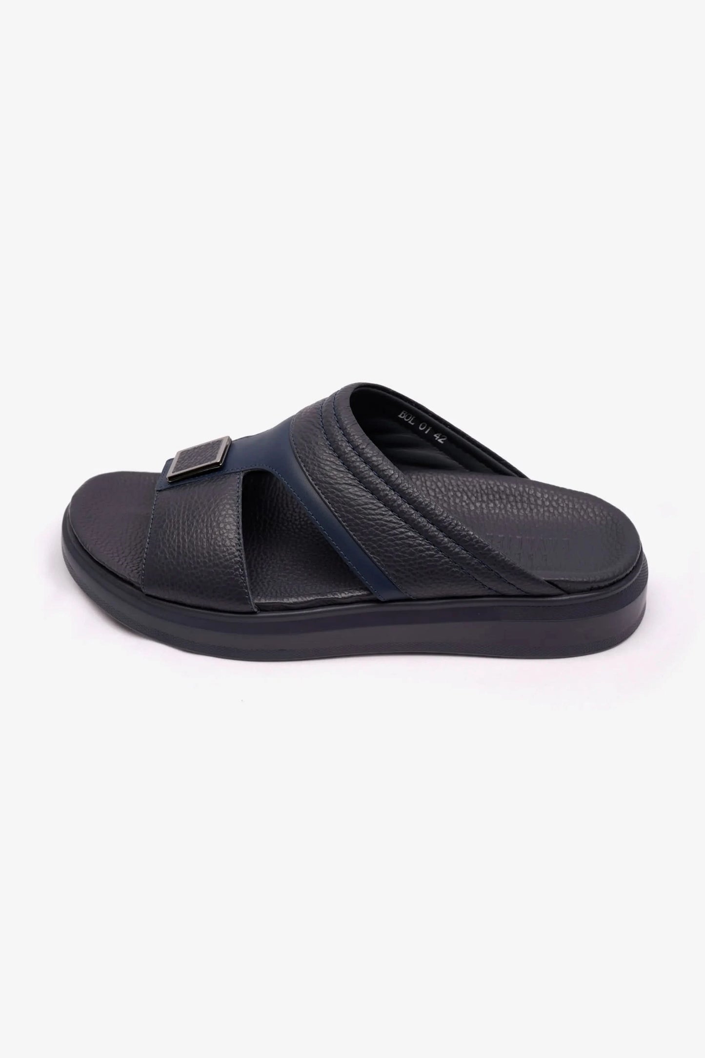 MENS UOMO CAVALIER WIDE FITTING LEATHER SANDALS NAVY - Seventy7