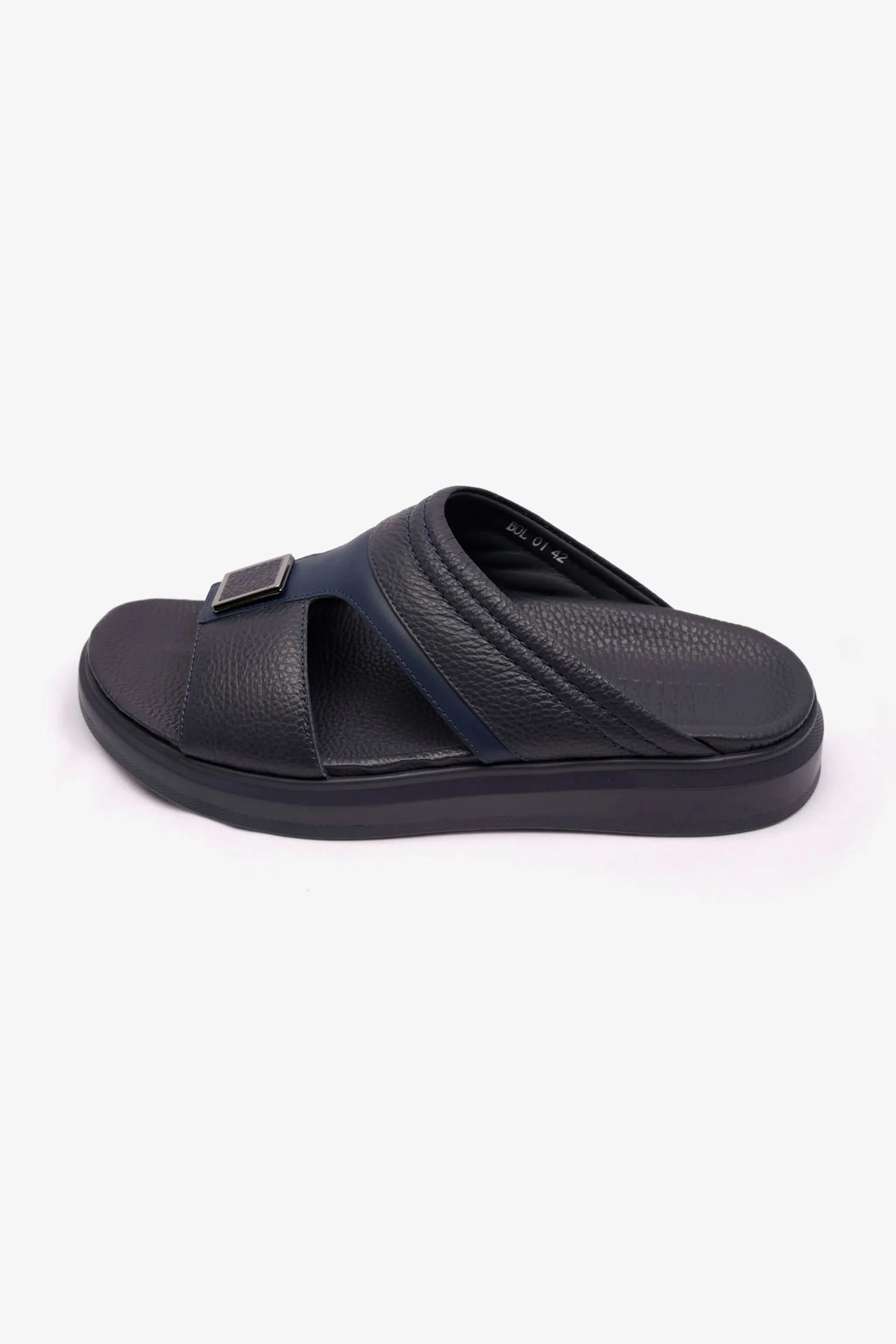 MENS UOMO CAVALIER WIDE FITTING LEATHER SANDALS NAVY - Seventy7