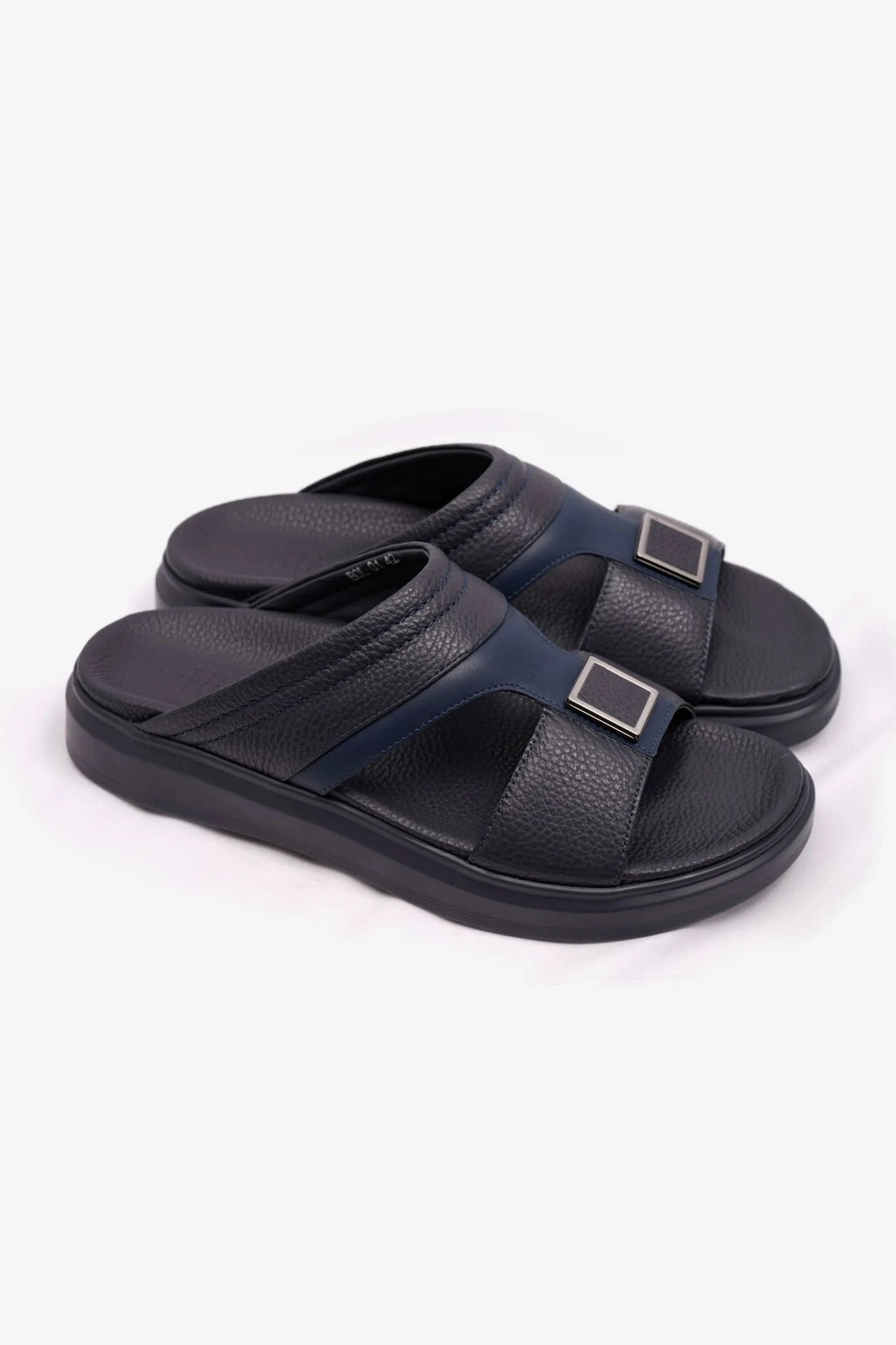 MENS UOMO CAVALIER WIDE FITTING LEATHER SANDALS NAVY - Seventy7