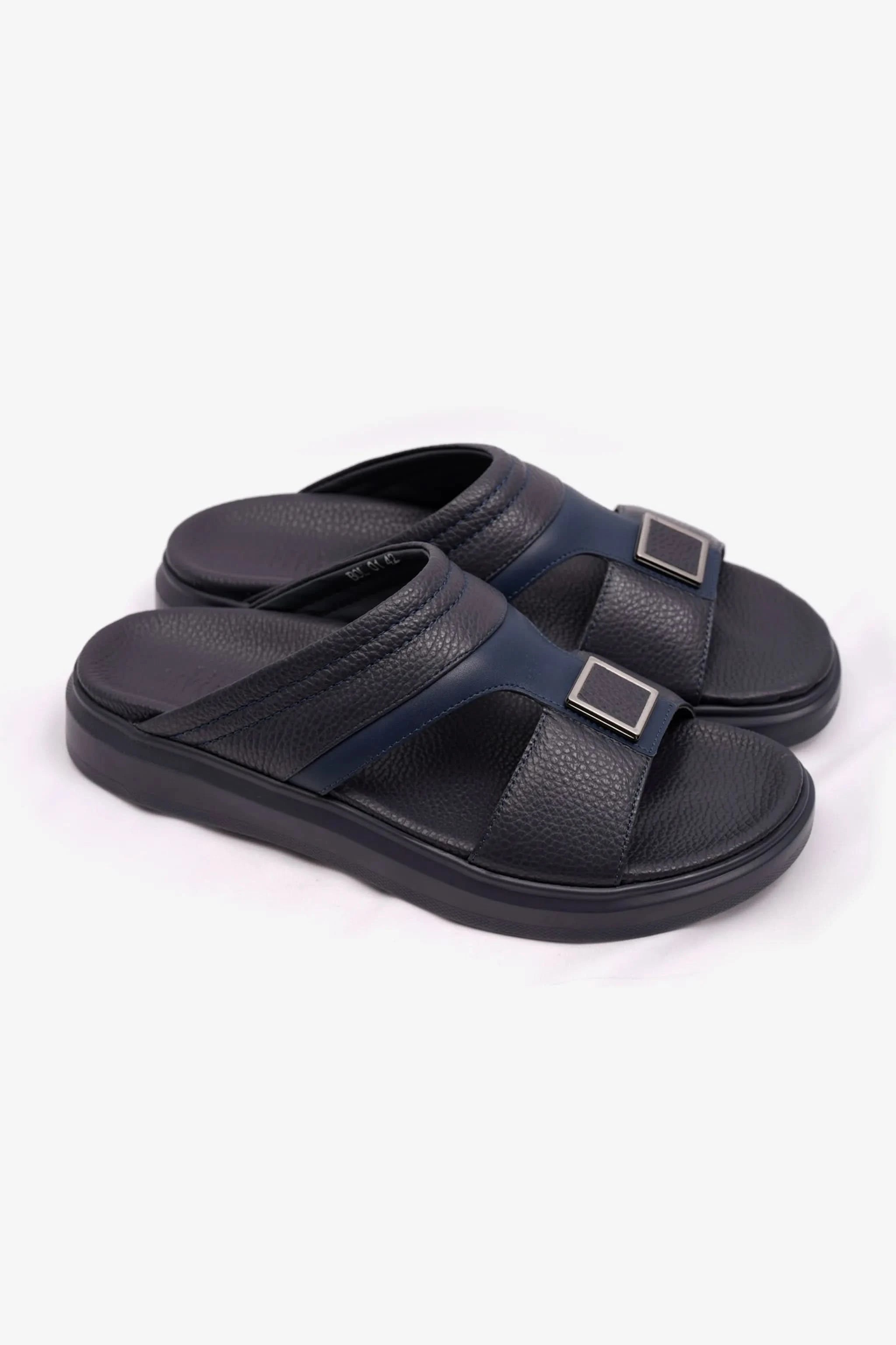 MENS UOMO CAVALIER WIDE FITTING LEATHER SANDALS NAVY - Seventy7