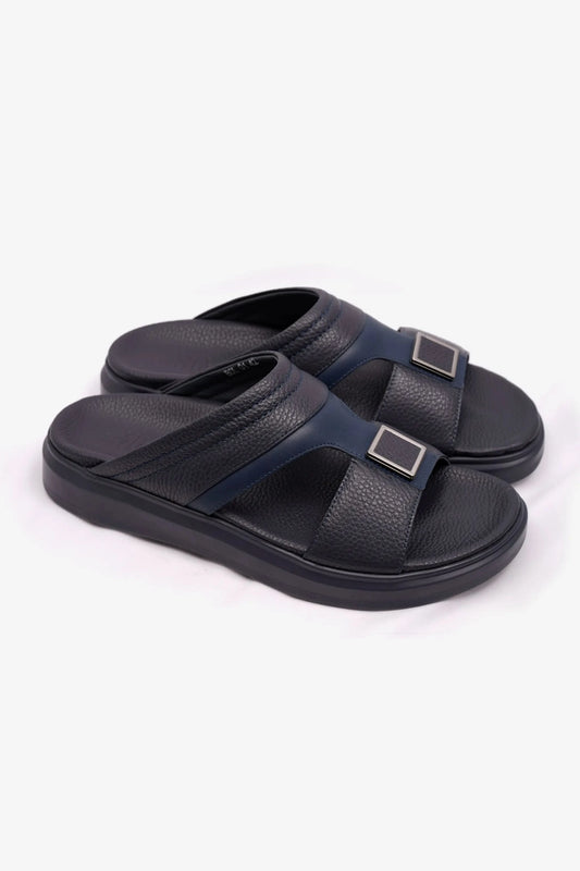 MENS UOMO CAVALIER WIDE FITTING LEATHER SANDALS NAVY - Seventy7