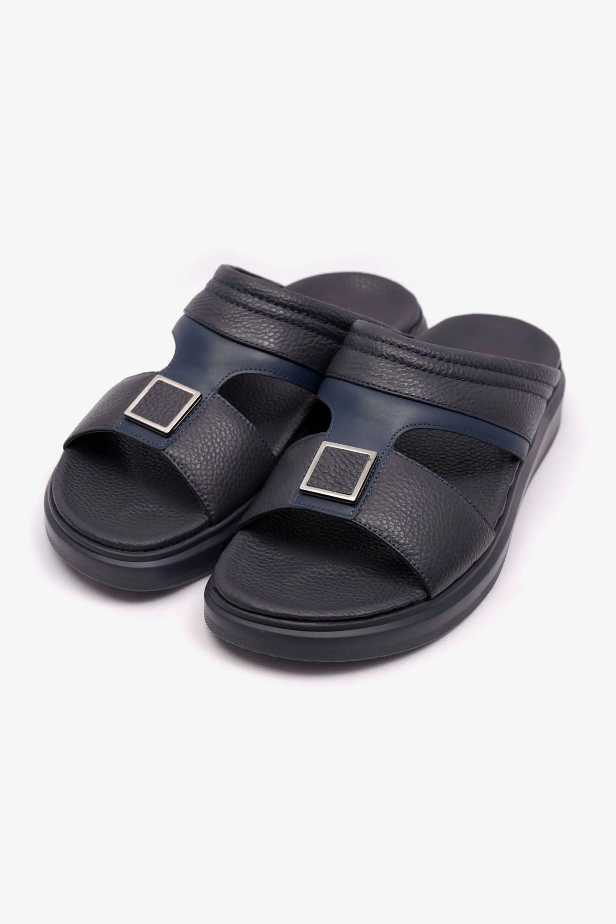 MENS UOMO CAVALIER WIDE FITTING LEATHER SANDALS NAVY - Seventy7