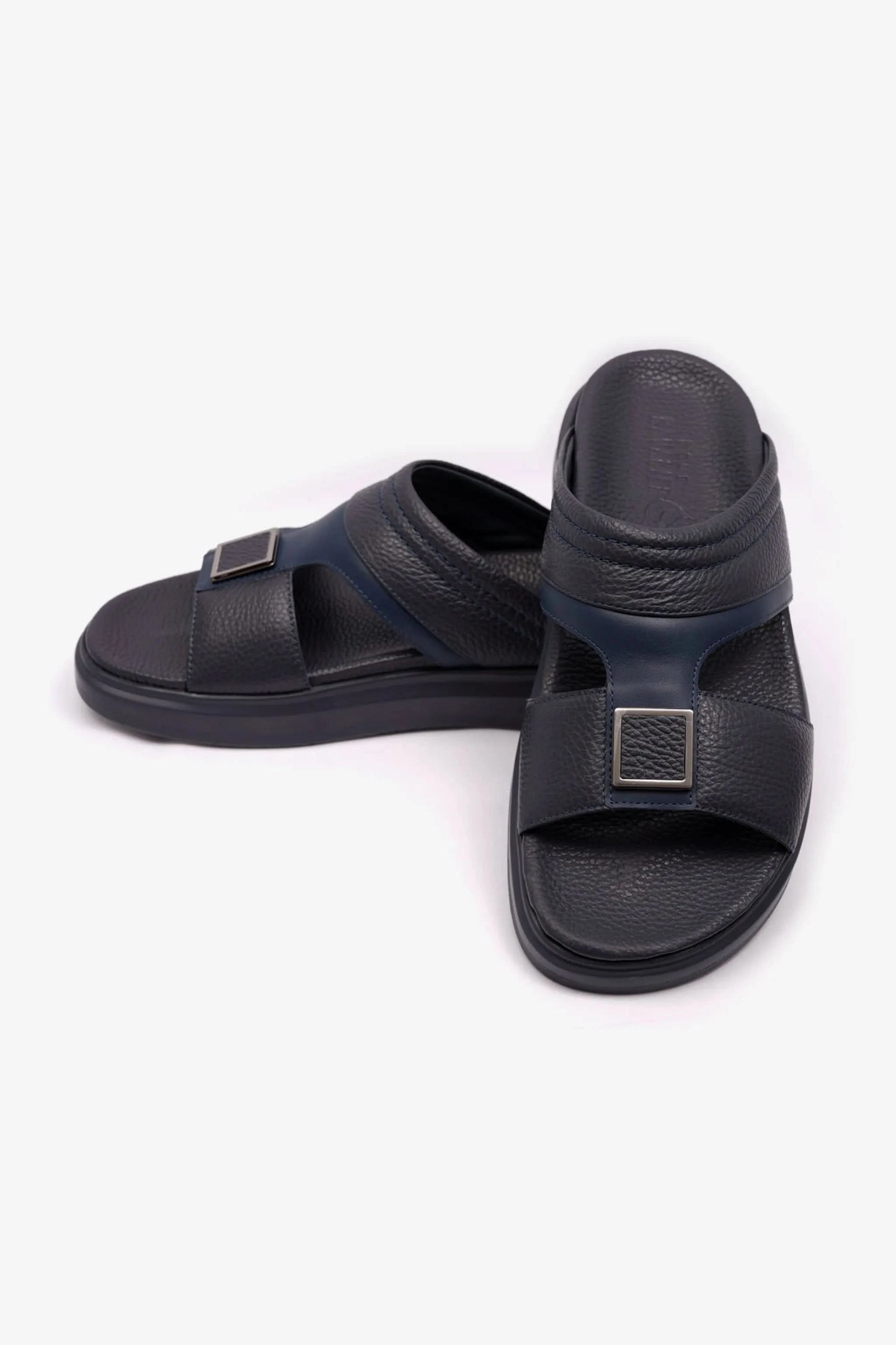 MENS UOMO CAVALIER WIDE FITTING LEATHER SANDALS NAVY - Seventy7