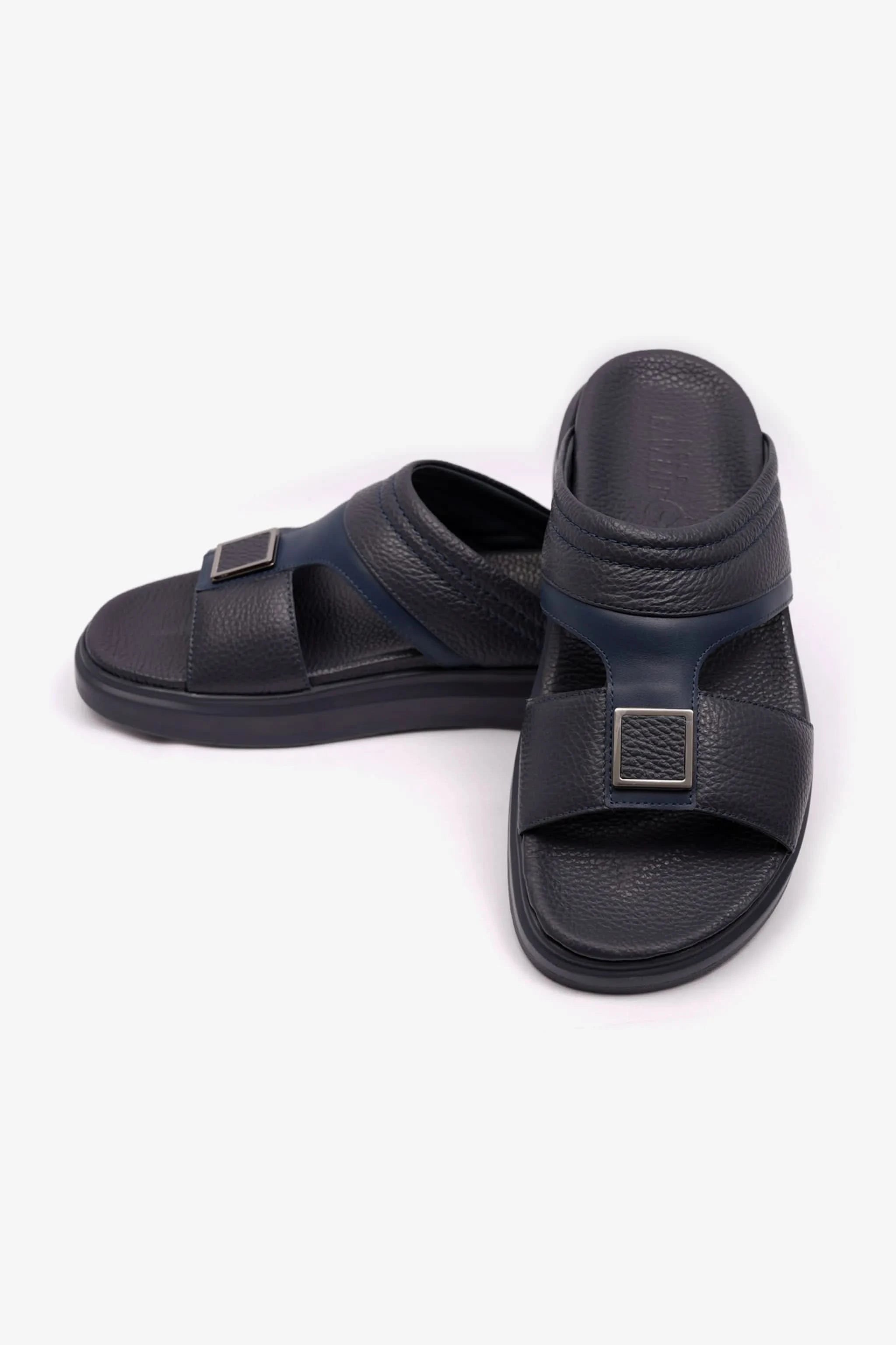 MENS UOMO CAVALIER WIDE FITTING LEATHER SANDALS NAVY - Seventy7