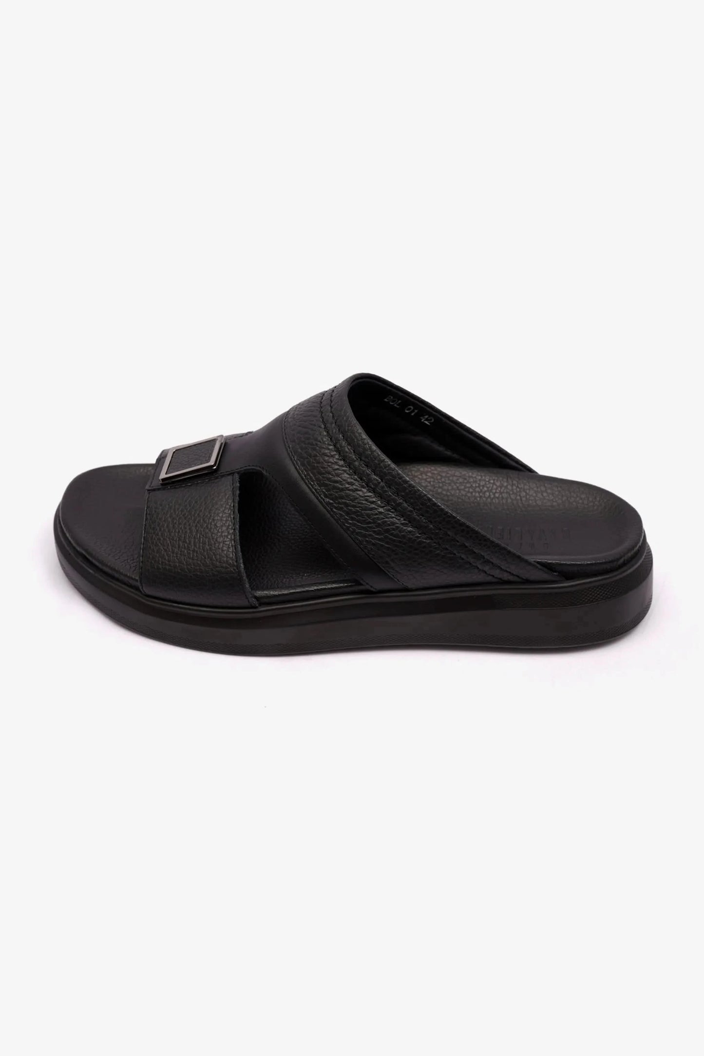 MENS UOMO CAVALIER WIDE FITTING LEATHER SANDALS BLACK - Seventy7