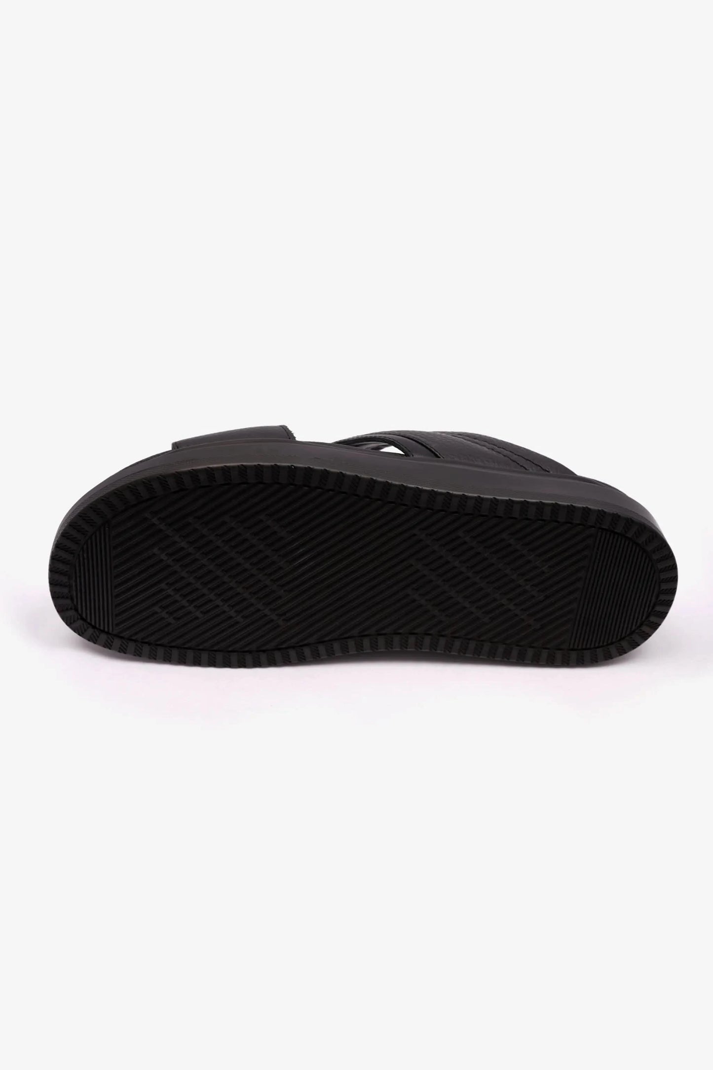 MENS UOMO CAVALIER WIDE FITTING LEATHER SANDALS BLACK - Seventy7