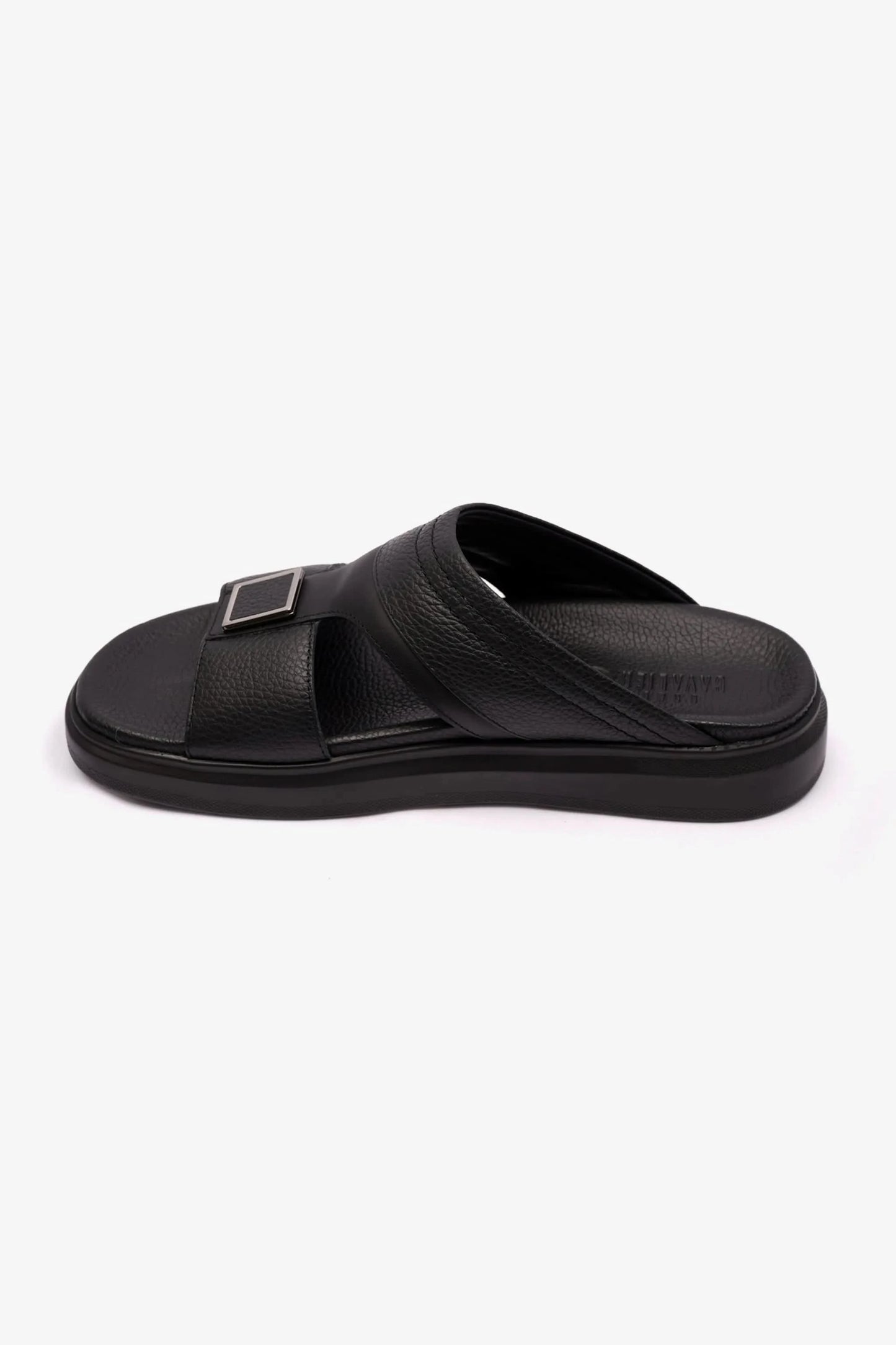MENS UOMO CAVALIER WIDE FITTING LEATHER SANDALS BLACK - Seventy7