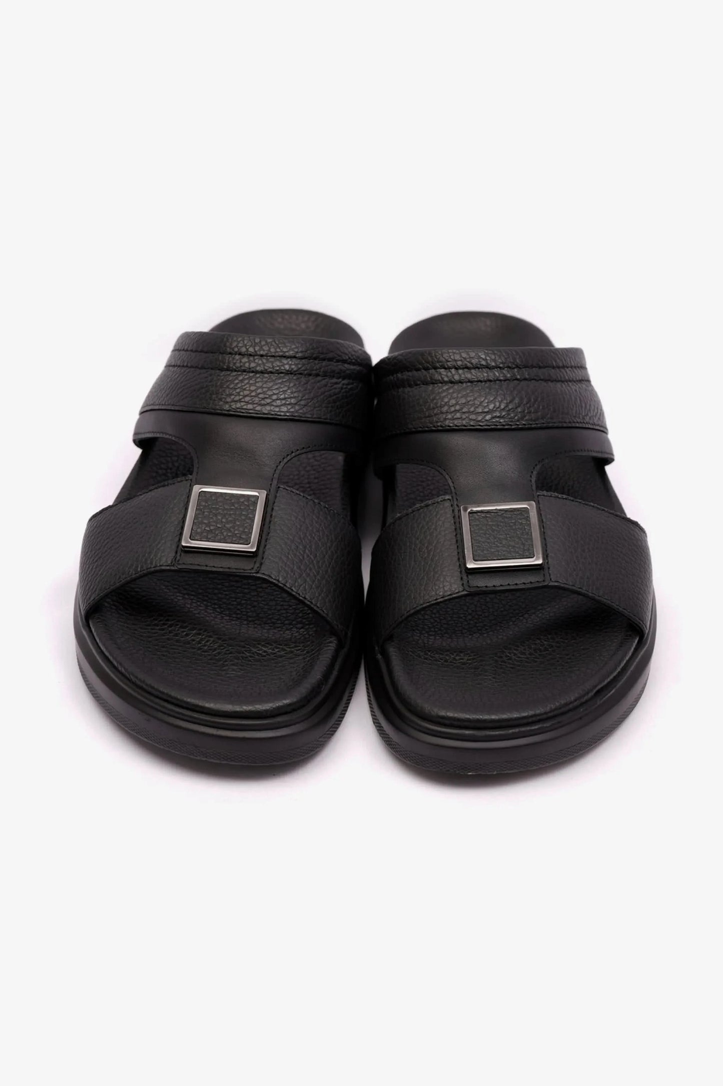 MENS UOMO CAVALIER WIDE FITTING LEATHER SANDALS BLACK - Seventy7