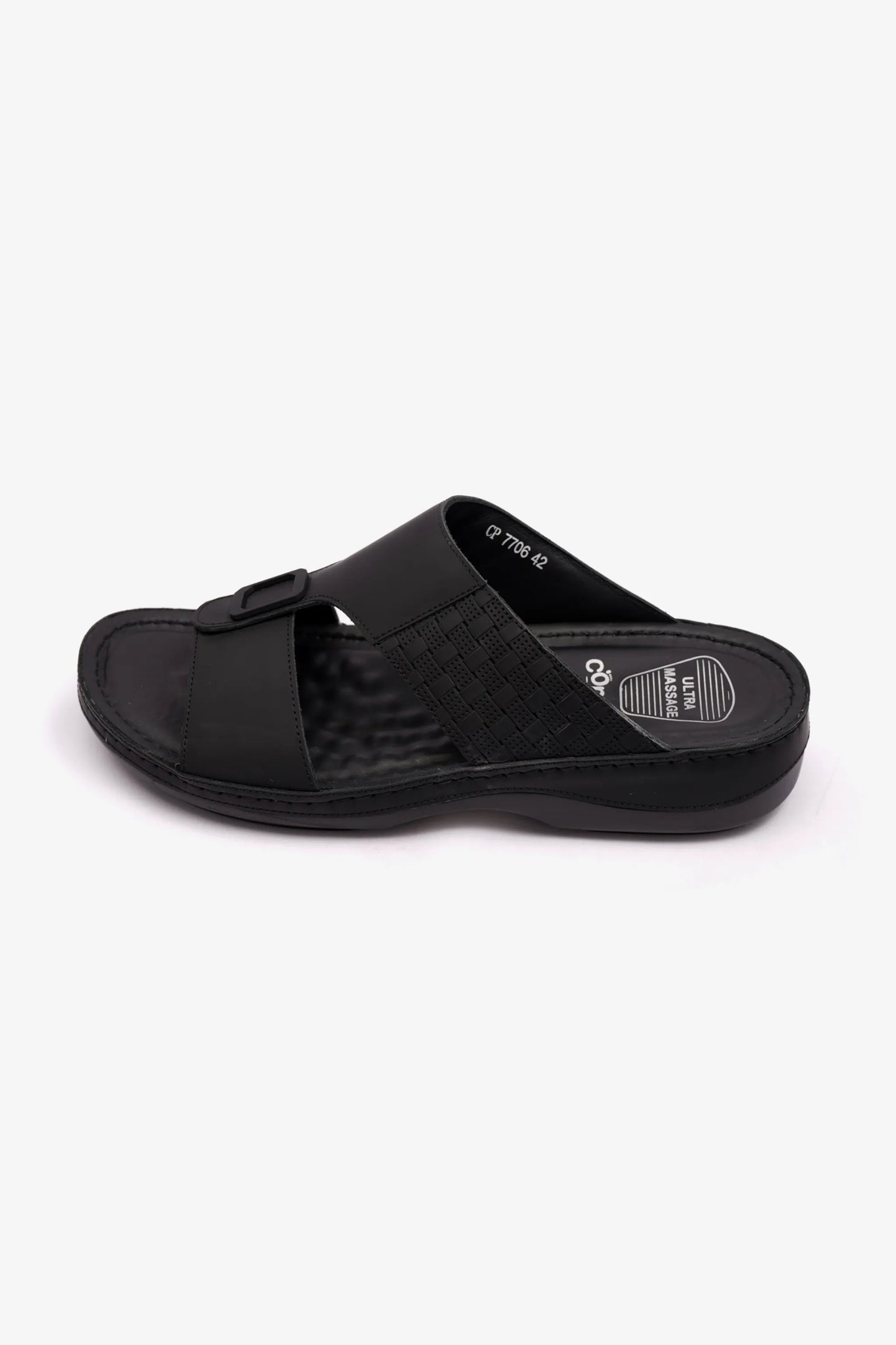 COMFORT PLUS MENS STYLISH TRIM SANDALS BLACK - Seventy7
