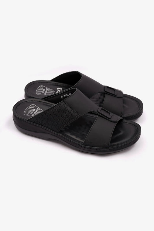 COMFORT PLUS MENS STYLISH TRIM SANDALS BLACK - Seventy7