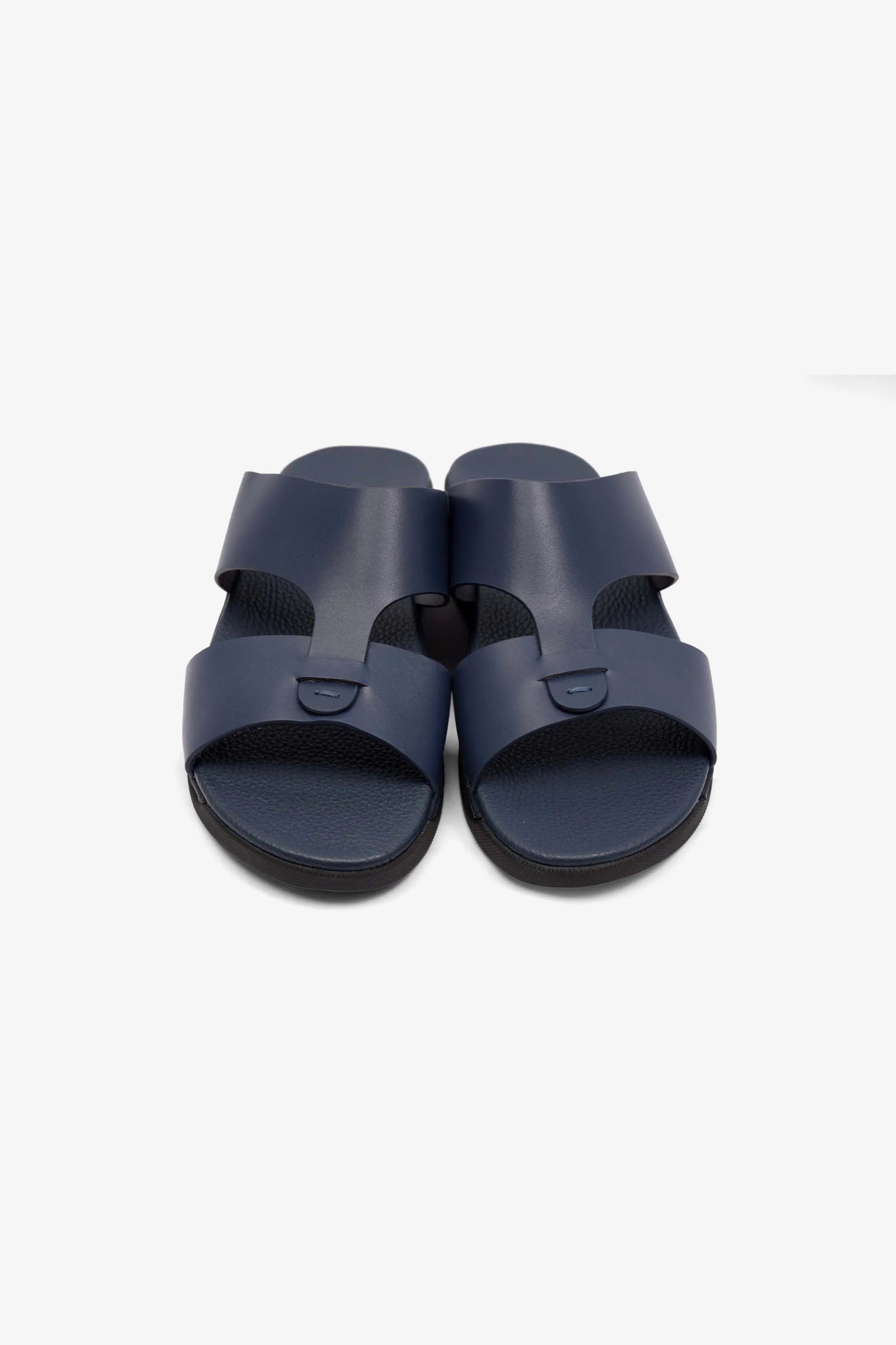 MENS COMFORT PLUS ANTISKID GRIP MATT LEATHER SANDALS NAVY - Seventy7