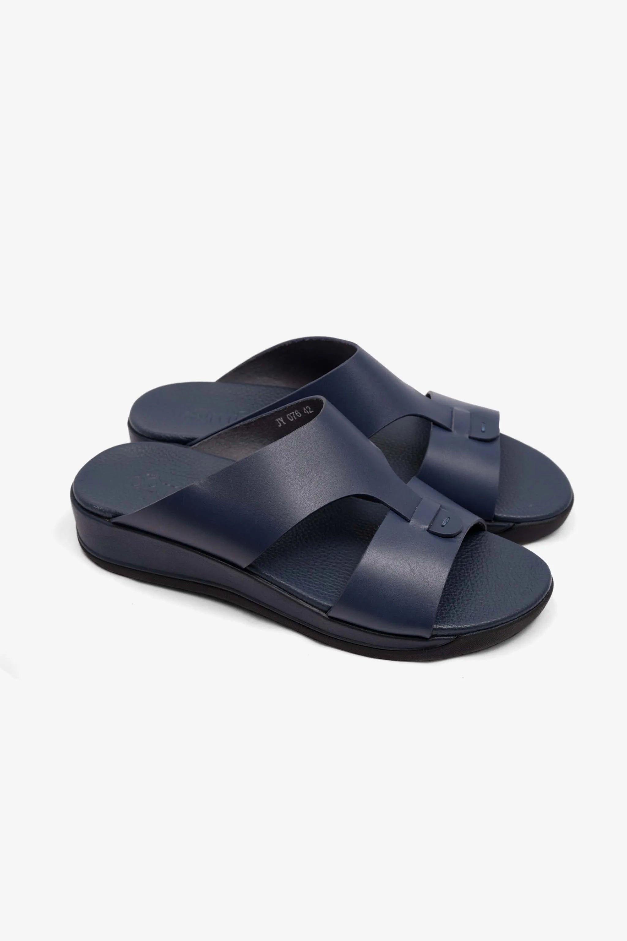 MENS COMFORT PLUS ANTISKID GRIP MATT LEATHER SANDALS NAVY - Seventy7