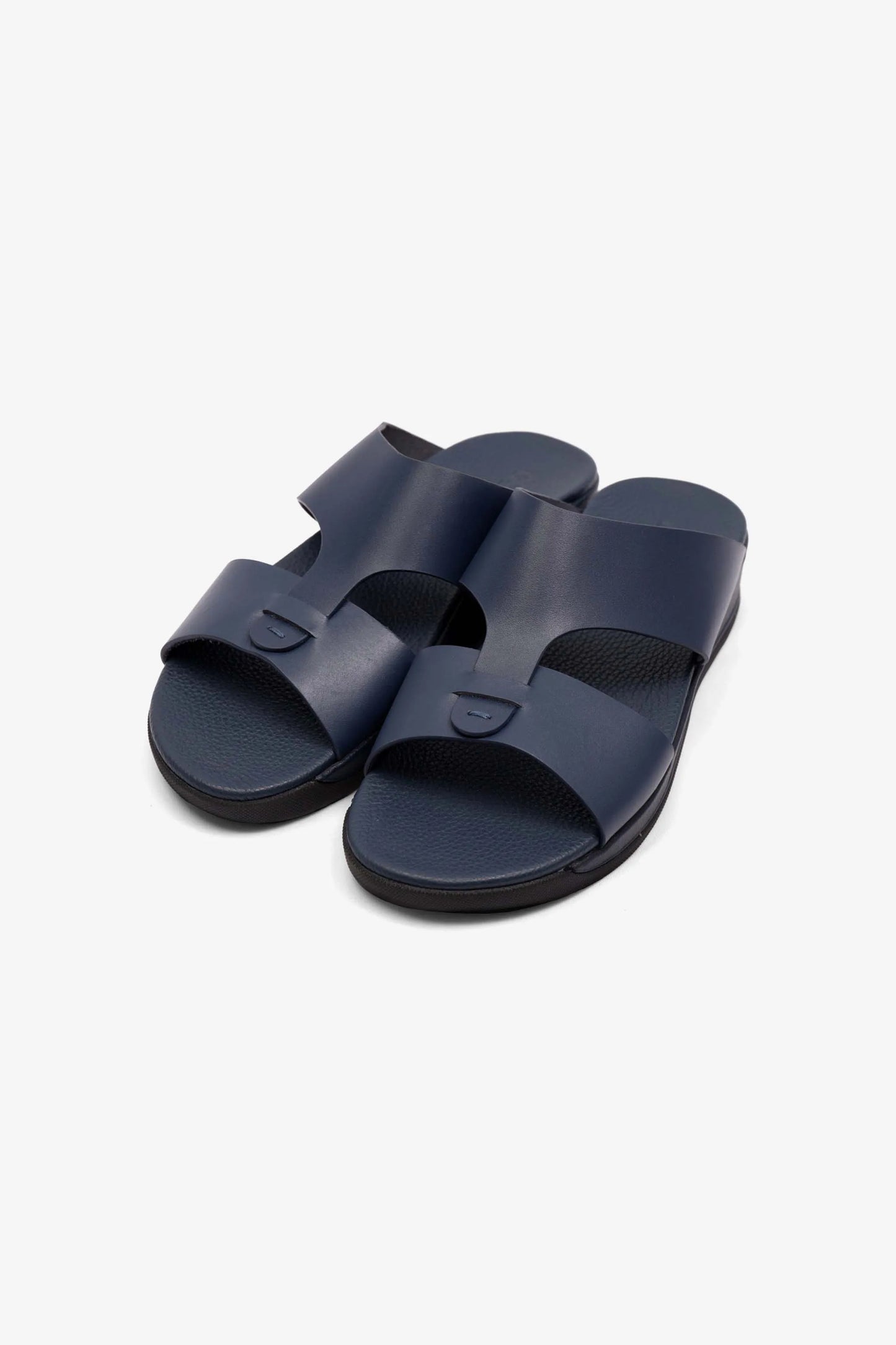 MENS COMFORT PLUS ANTISKID GRIP MATT LEATHER SANDALS NAVY - Seventy7