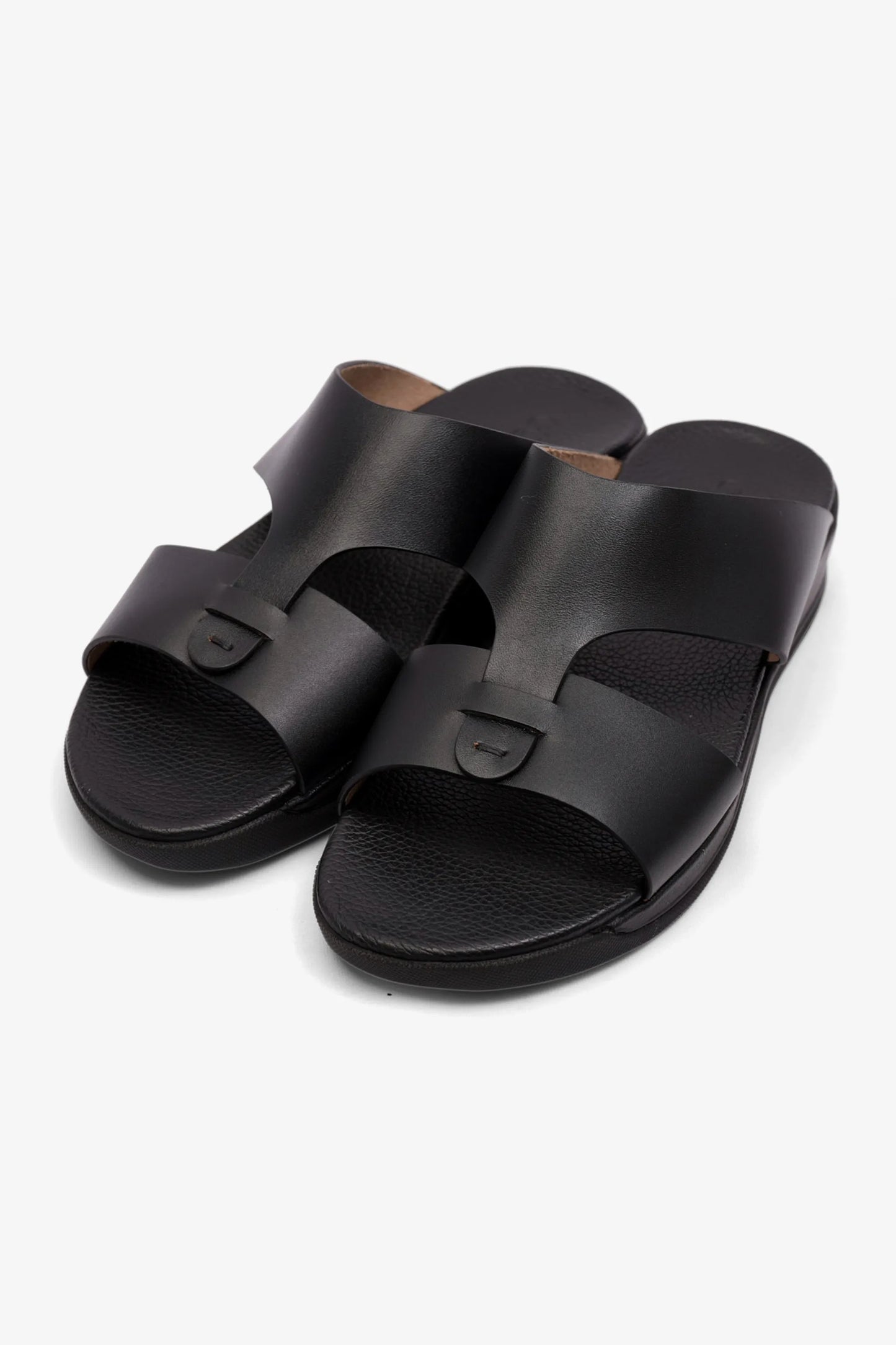 MENS COMFORT PLUS ANTISKID GRIP MATT LEATHER SANDALS BLACK - Seventy7