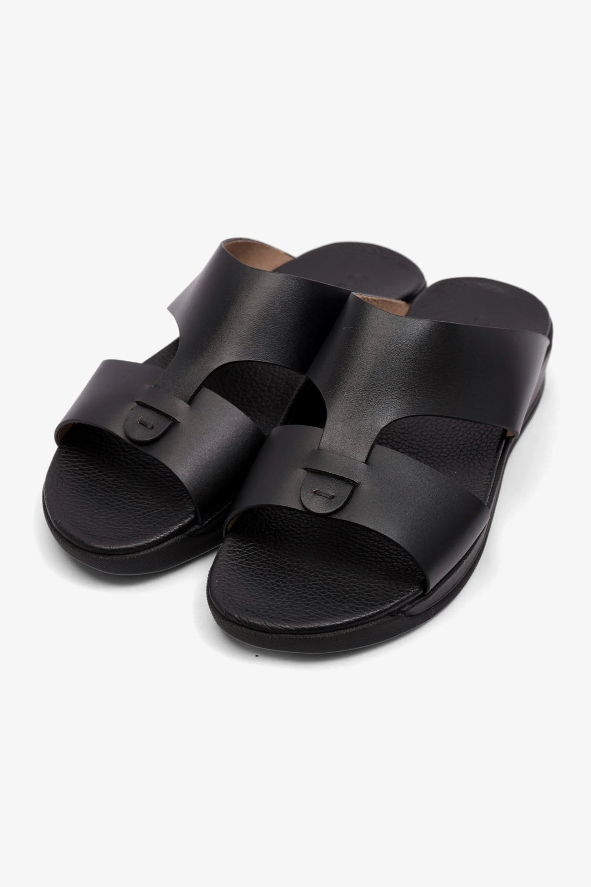 MENS COMFORT PLUS ANTISKID GRIP MATT LEATHER SANDALS BLACK - Seventy7