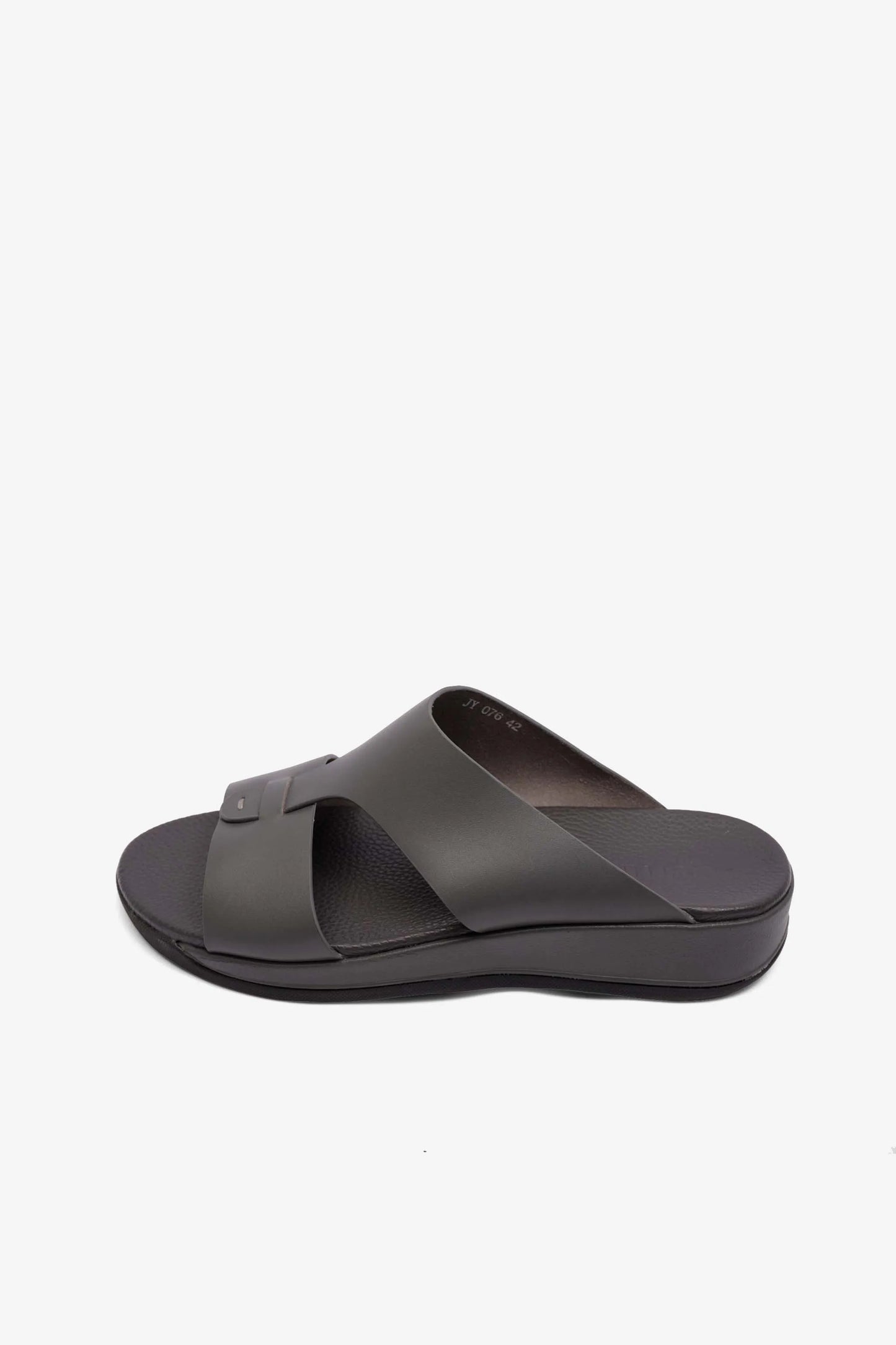 MENS COMFORT PLUS ANTISKID GRIP MATT LEATHER SANDALS GREY - Seventy7