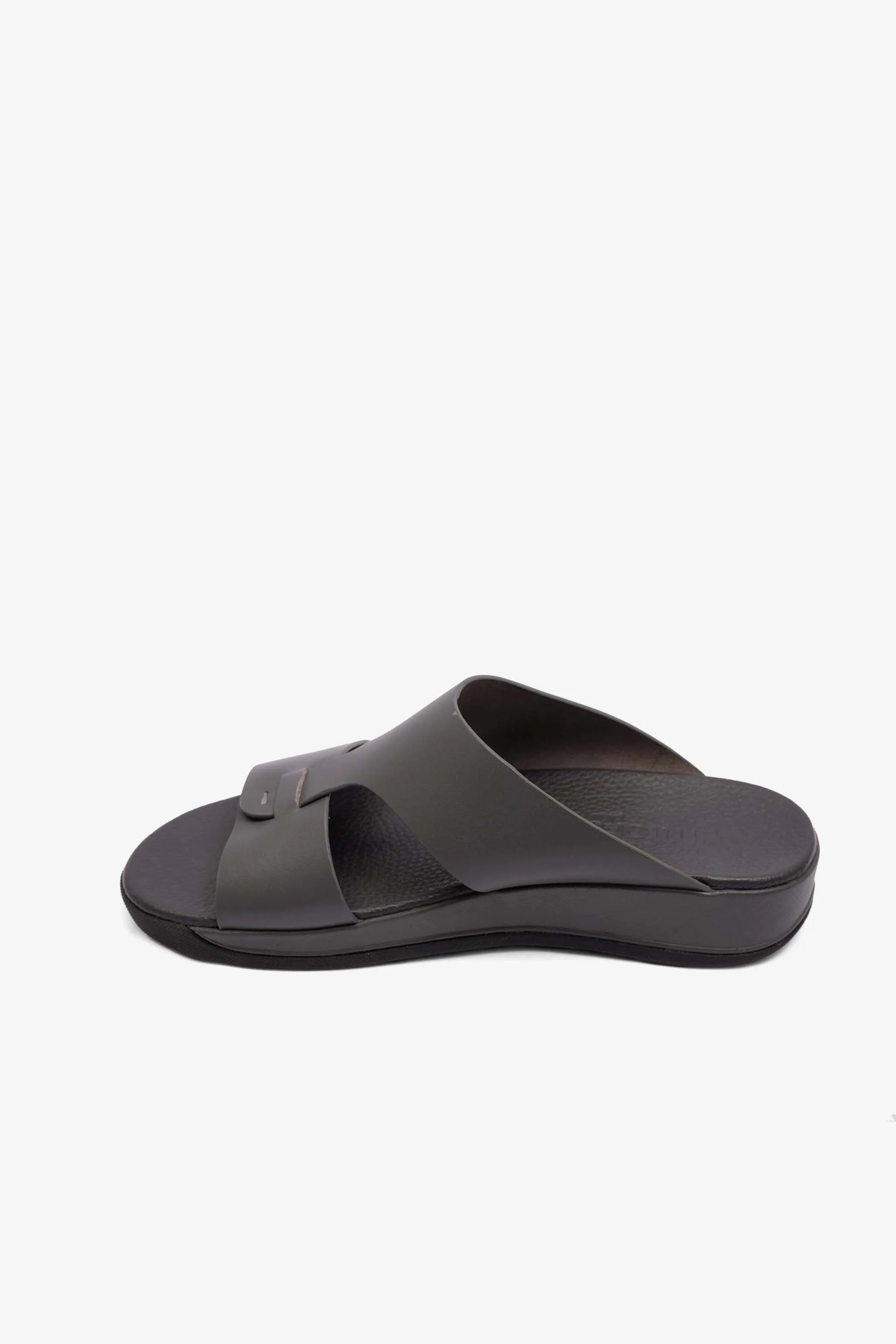 MENS COMFORT PLUS ANTISKID GRIP MATT LEATHER SANDALS GREY - Seventy7