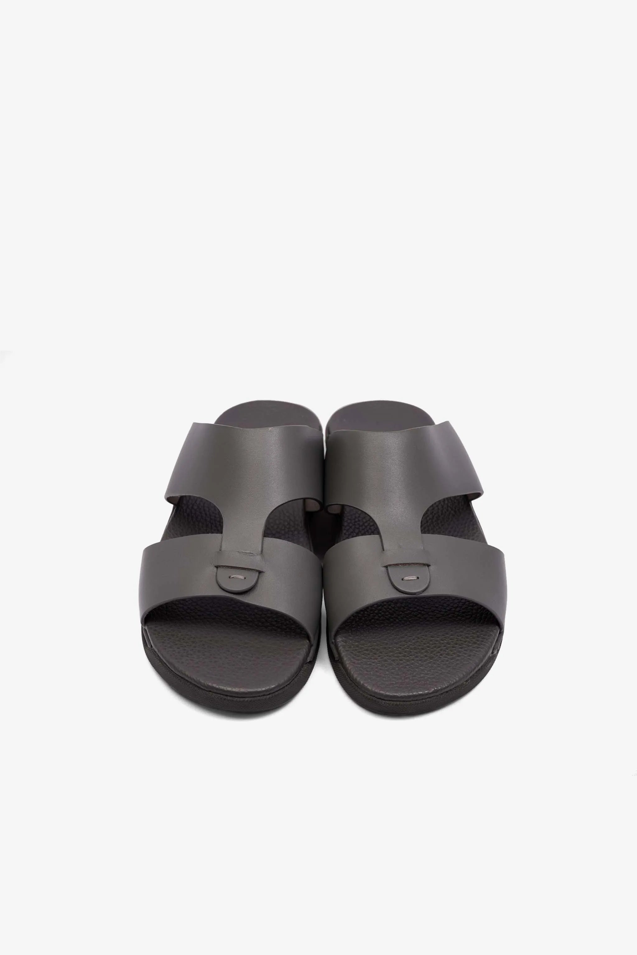 MENS COMFORT PLUS ANTISKID GRIP MATT LEATHER SANDALS GREY - Seventy7