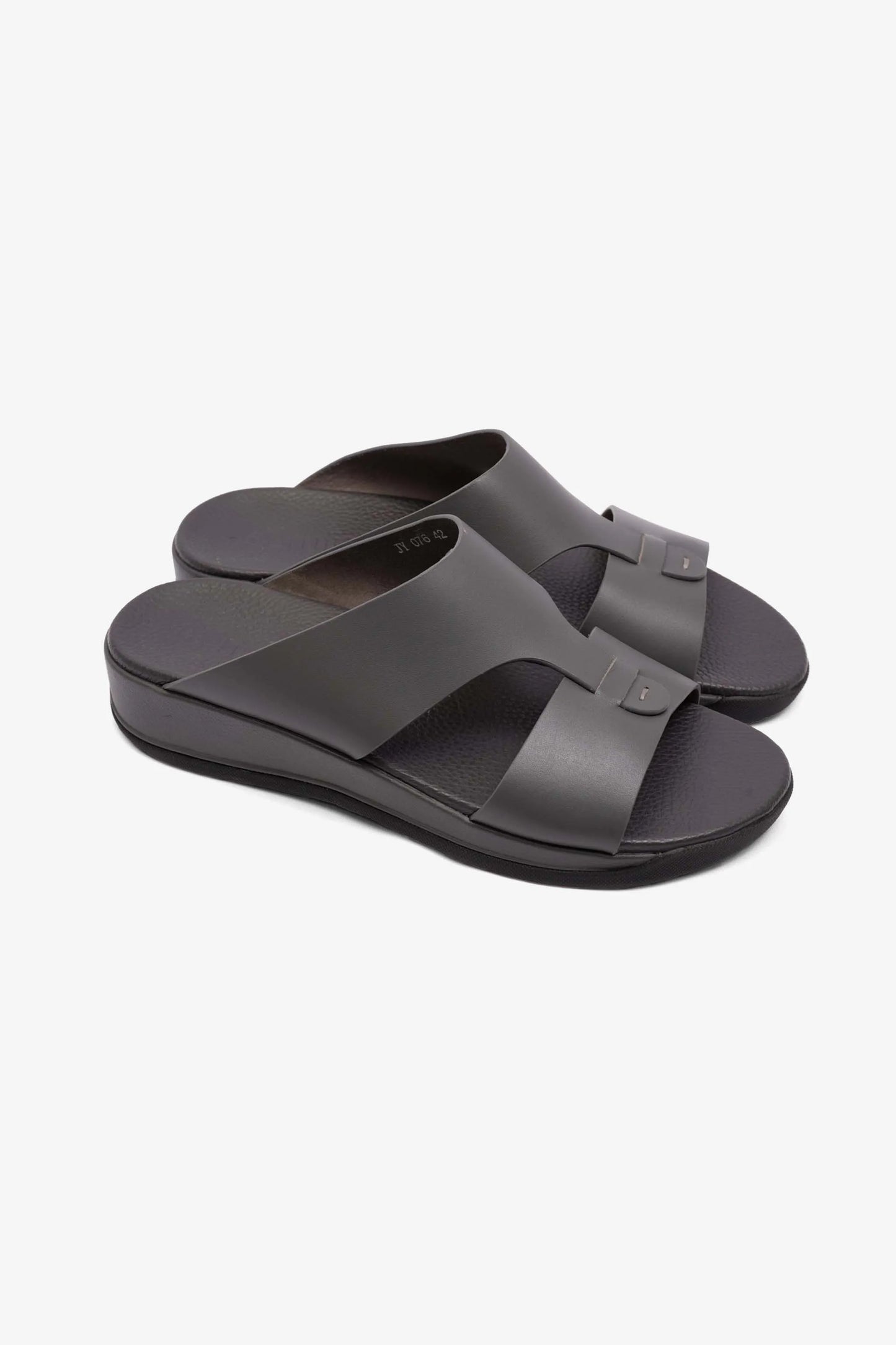 MENS COMFORT PLUS ANTISKID GRIP MATT LEATHER SANDALS GREY - Seventy7