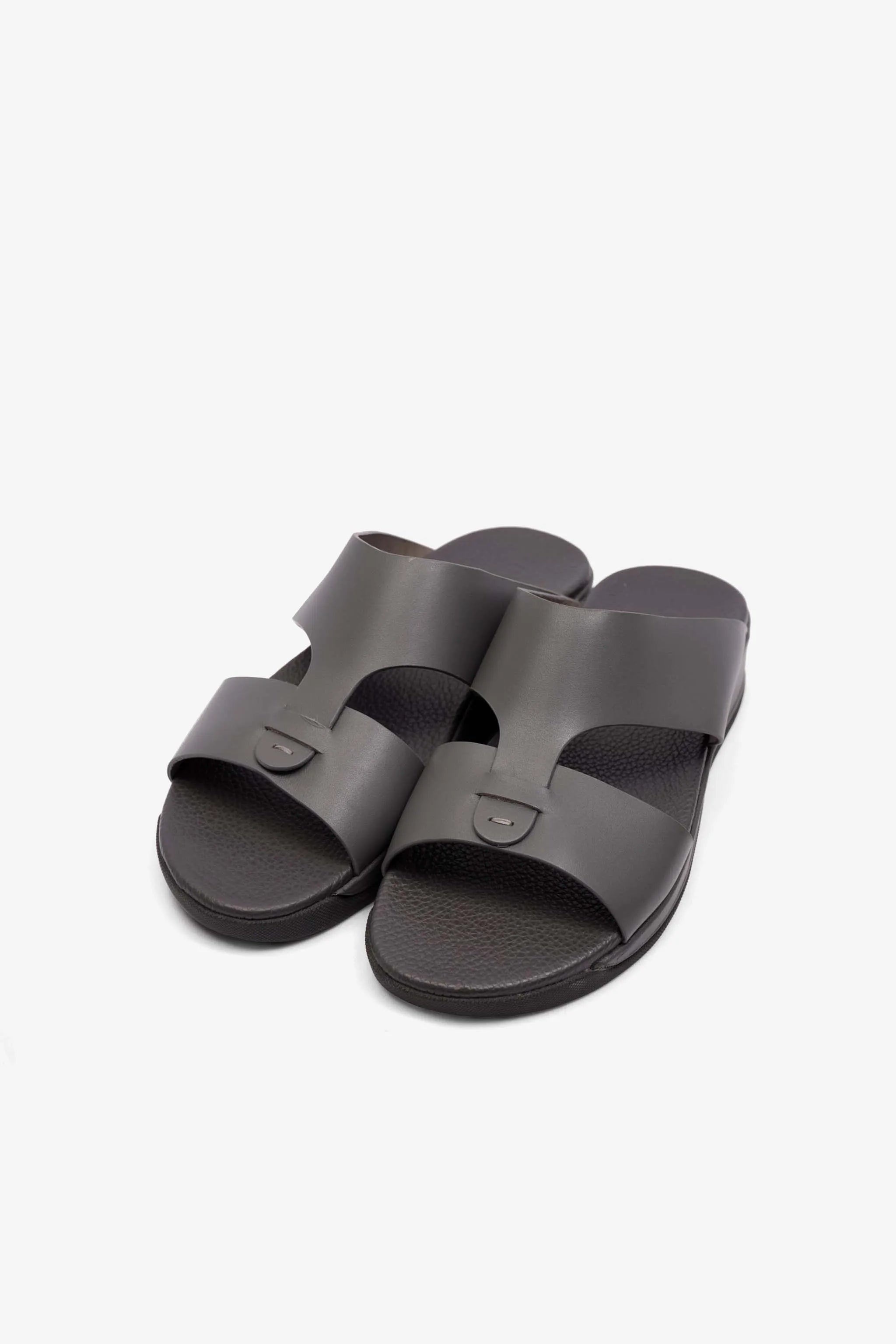 MENS COMFORT PLUS ANTISKID GRIP MATT LEATHER SANDALS GREY - Seventy7