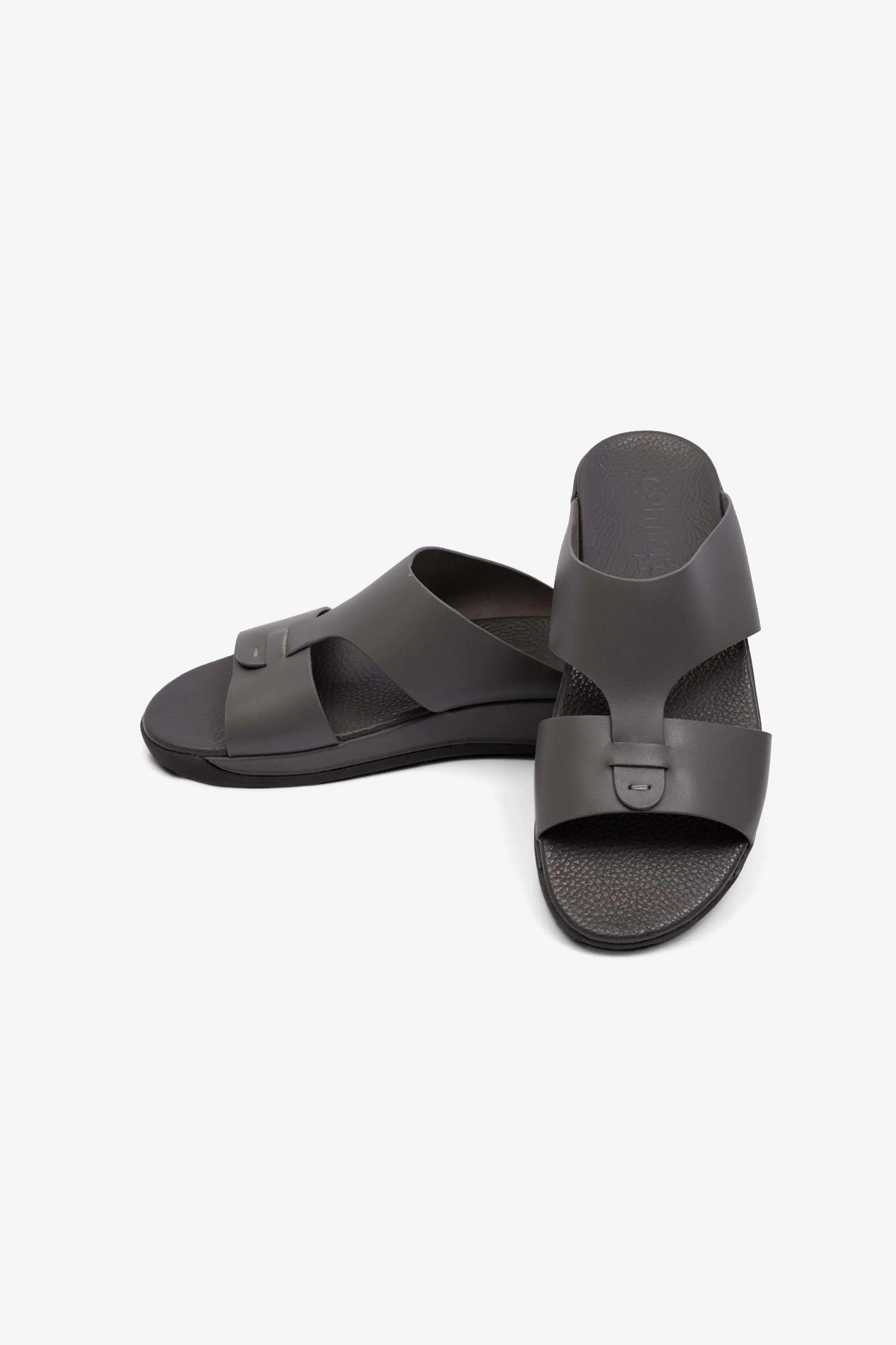 MENS COMFORT PLUS ANTISKID GRIP MATT LEATHER SANDALS GREY - Seventy7