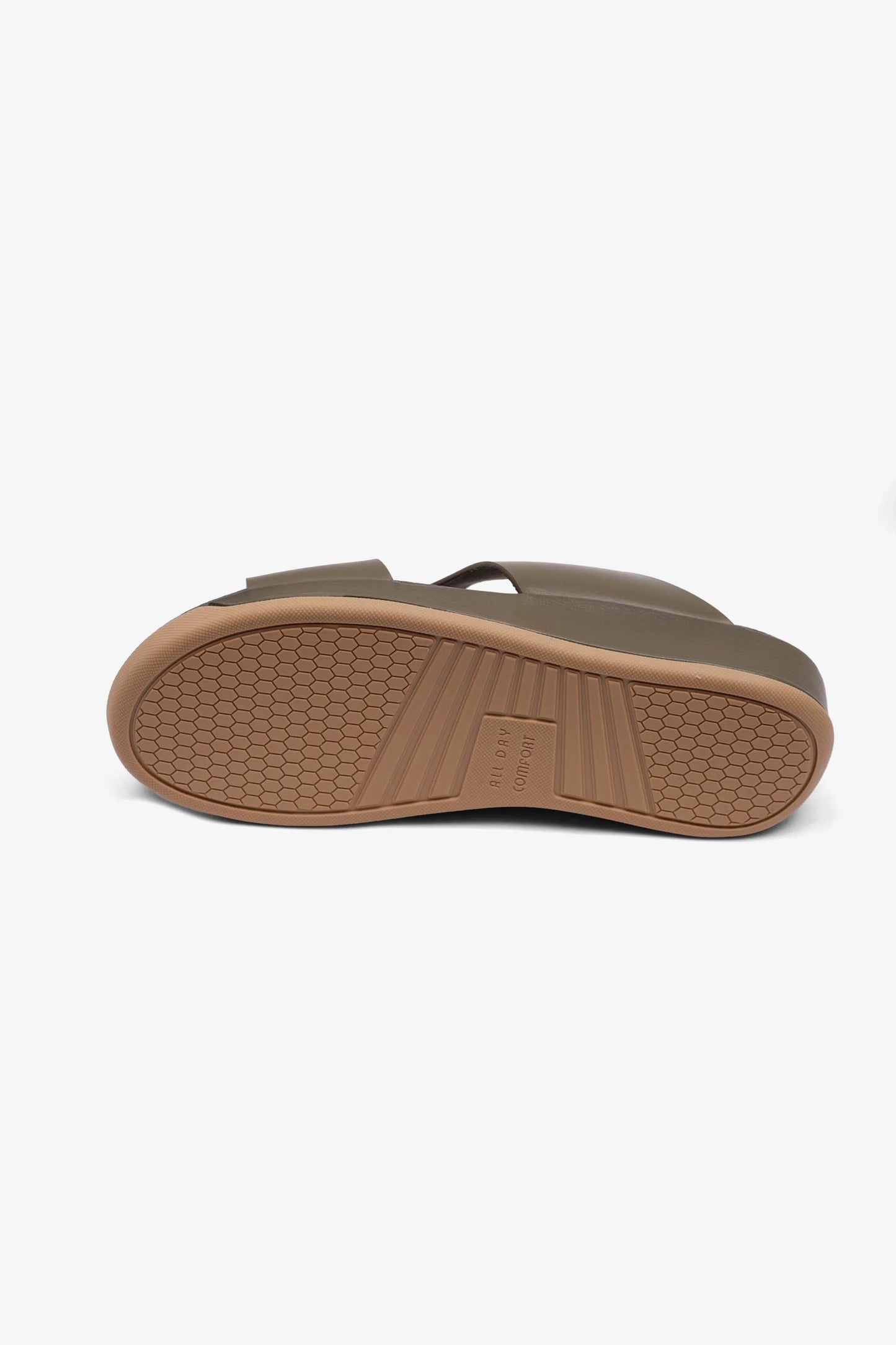 MENS COMFORT PLUS ANTISKID GRIP MATT LEATHER SANDALS OLIVE - Seventy7