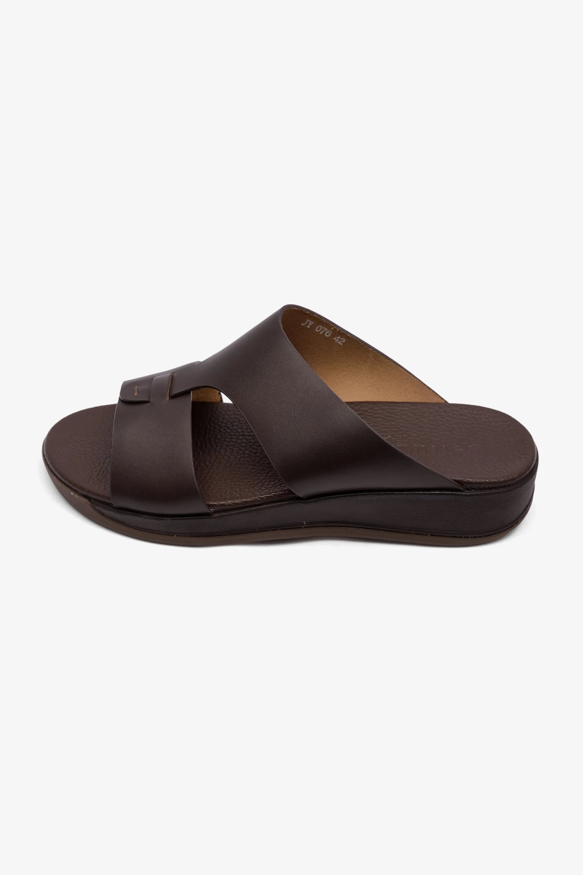 MENS COMFORT PLUS ANTISKID GRIP MATT LEATHER SANDALS BROWN - Seventy7