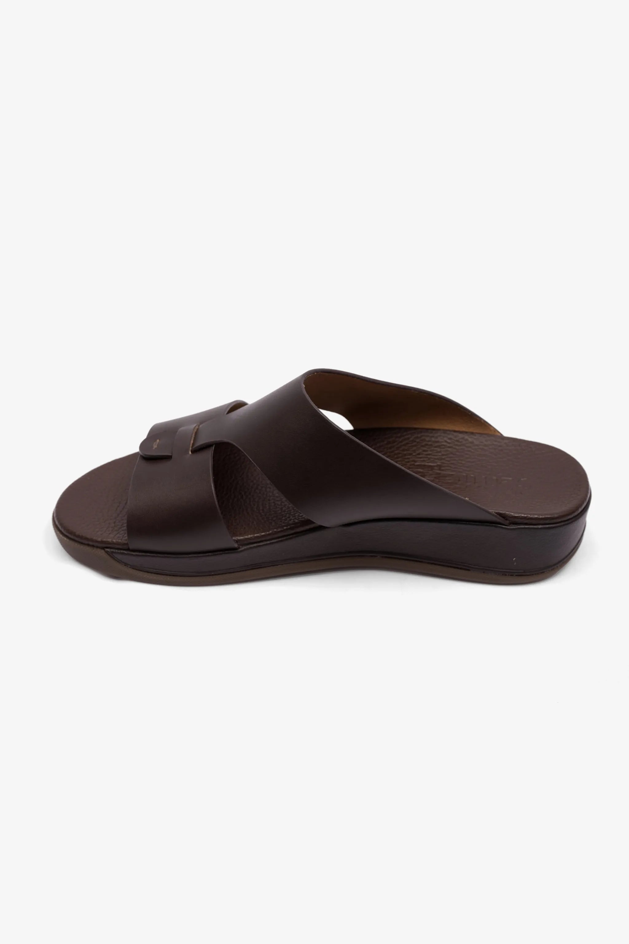 MENS COMFORT PLUS ANTISKID GRIP MATT LEATHER SANDALS BROWN - Seventy7