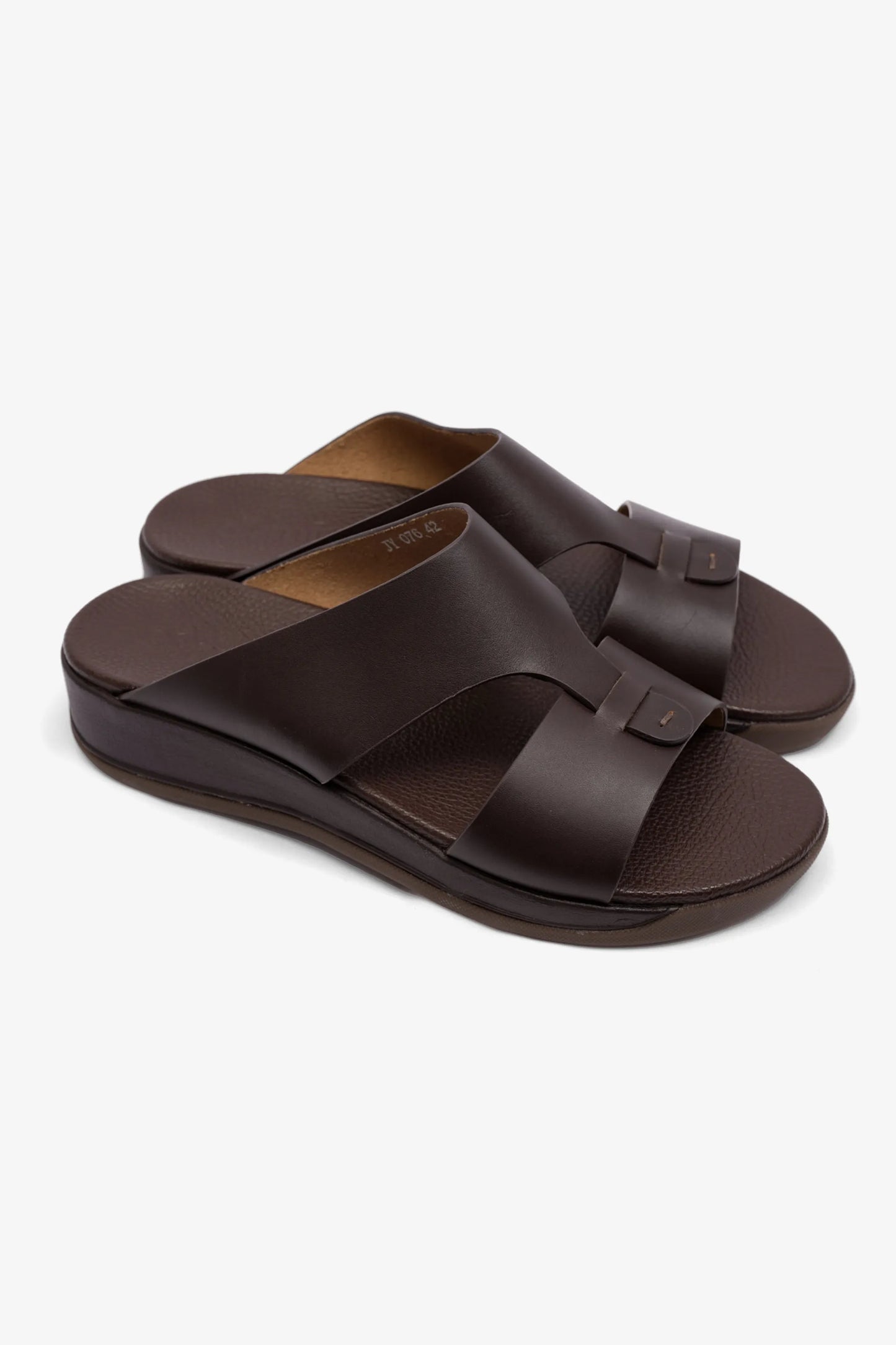 MENS COMFORT PLUS ANTISKID GRIP MATT LEATHER SANDALS BROWN - Seventy7