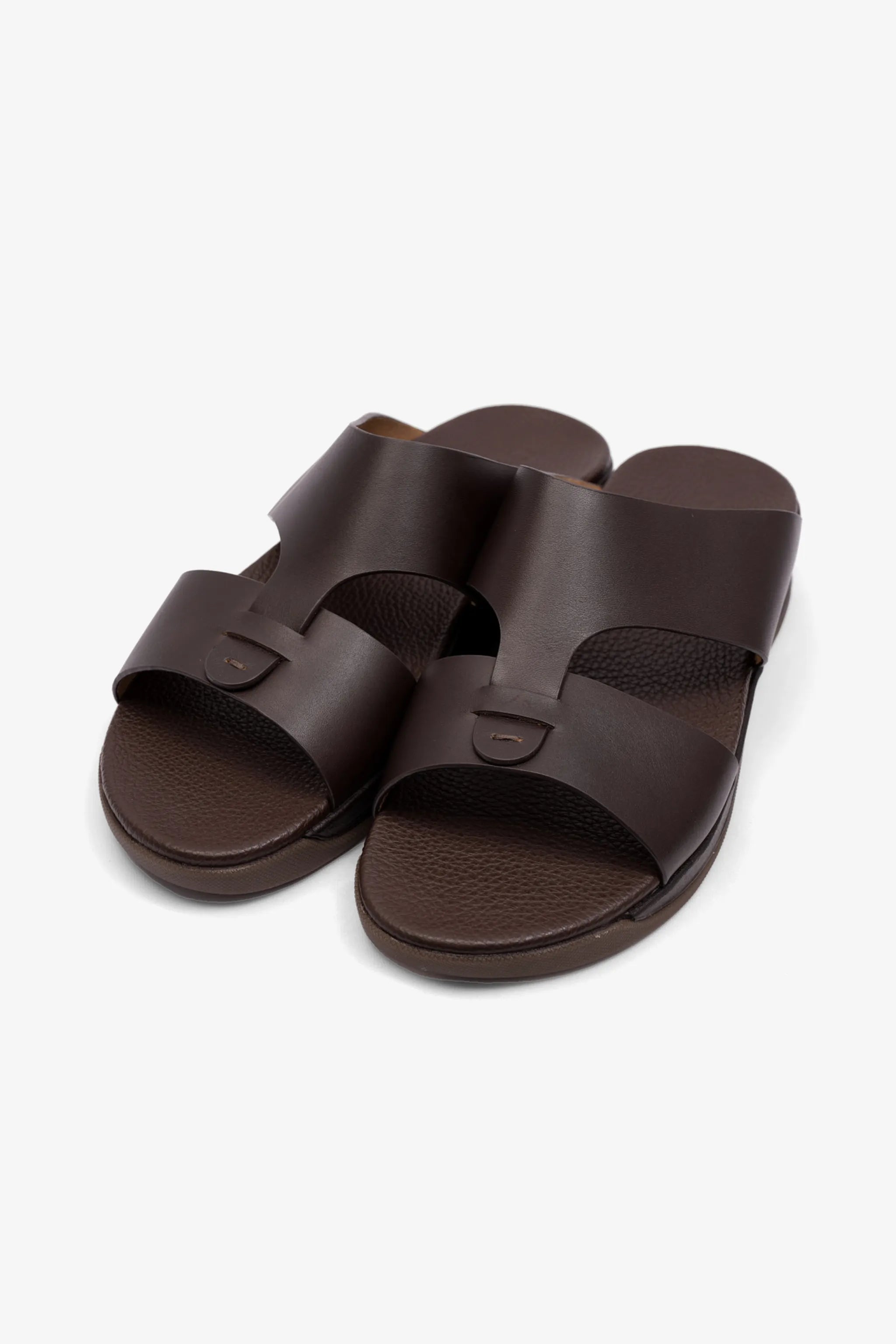 MENS COMFORT PLUS ANTISKID GRIP MATT LEATHER SANDALS BROWN - Seventy7