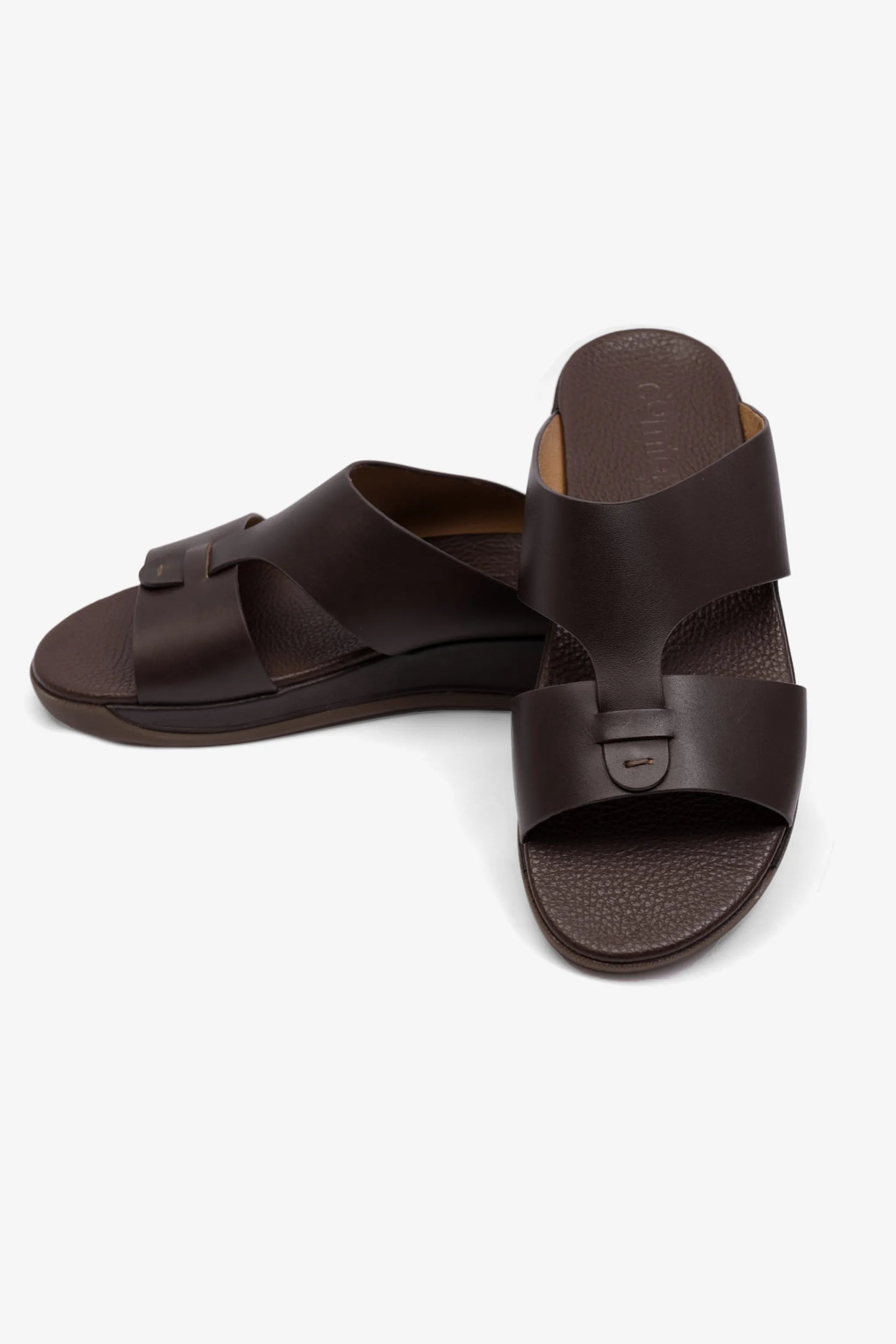 MENS COMFORT PLUS ANTISKID GRIP MATT LEATHER SANDALS BROWN - Seventy7