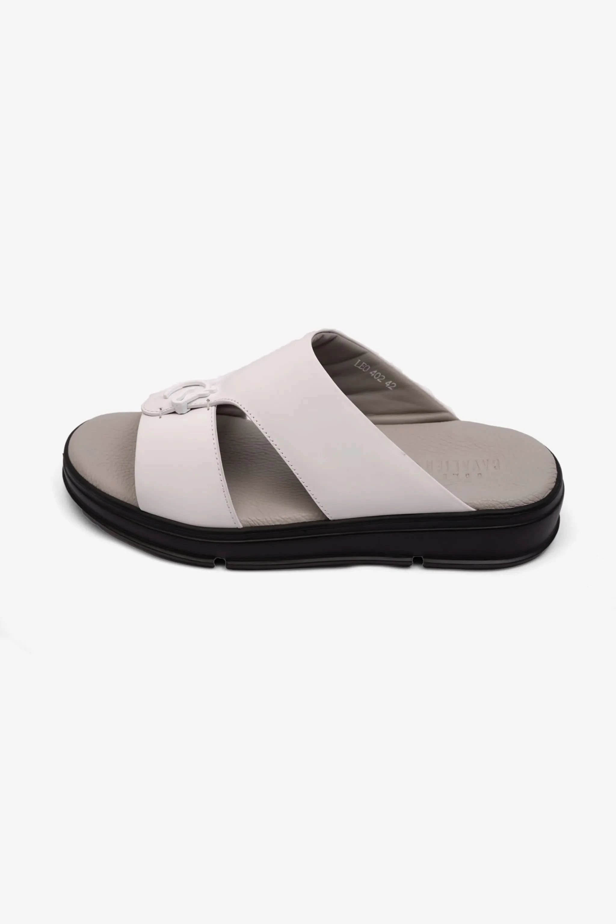 UOMO CAVALIER MENS LIGHT WEIGHT MATT LEATHER SANDAL WHITE - Seventy7