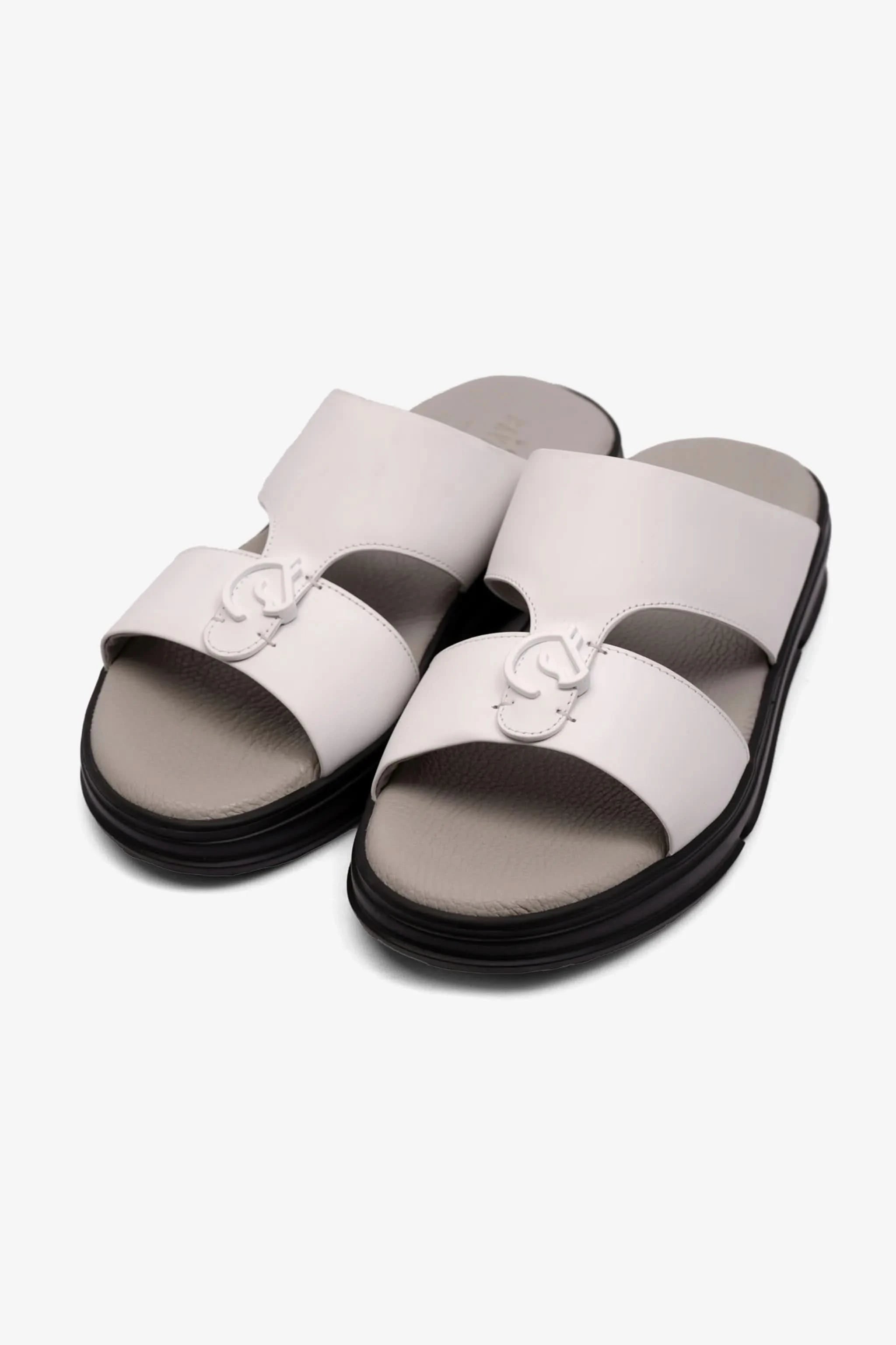 UOMO CAVALIER MENS LIGHT WEIGHT MATT LEATHER SANDAL WHITE - Seventy7