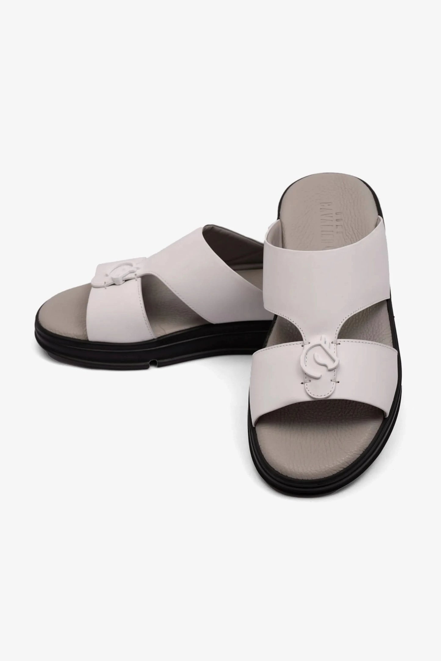 UOMO CAVALIER MENS LIGHT WEIGHT MATT LEATHER SANDAL WHITE - Seventy7