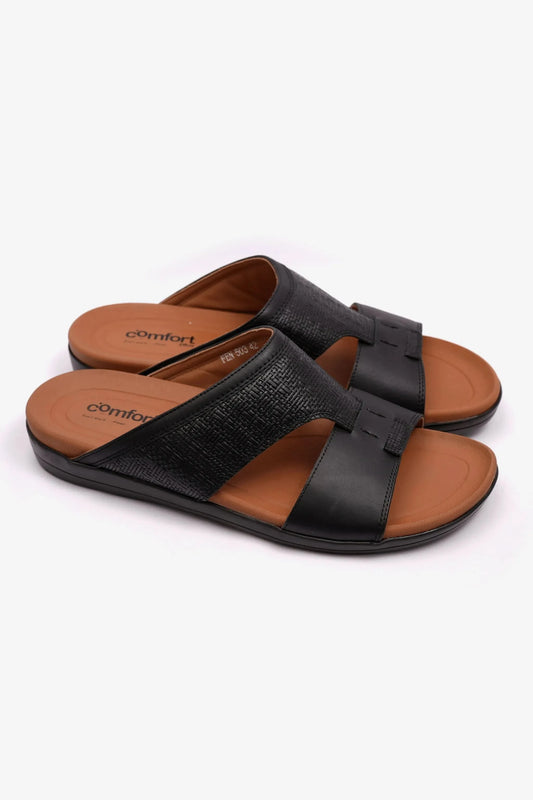 COMFORT PLUS BOUNCY INSOLE MENS SANDALS BLACK - Seventy7