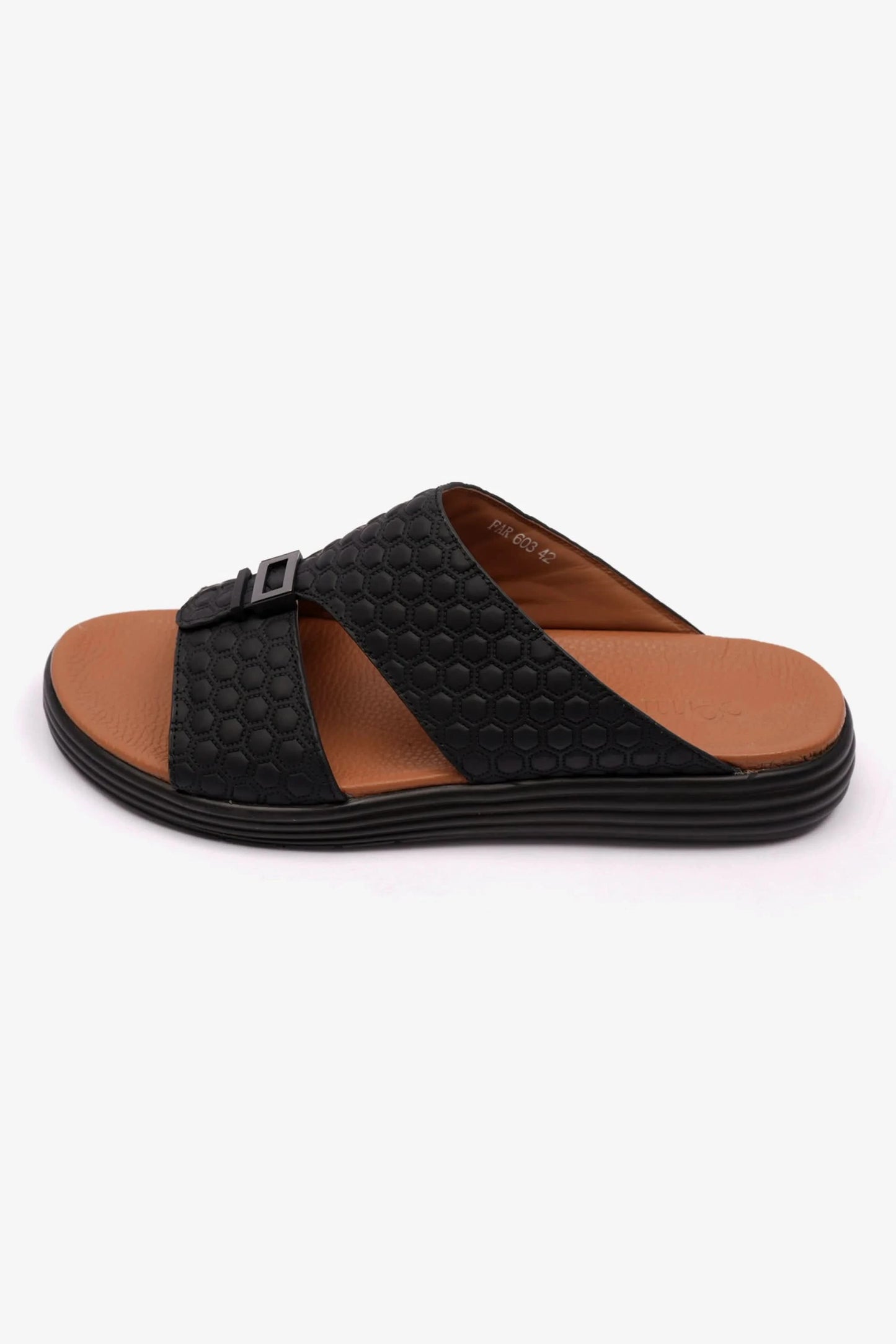 COMFORT PLUS STYLISH MENS ARABIC TRIMS SANDALS BLACK - Seventy7