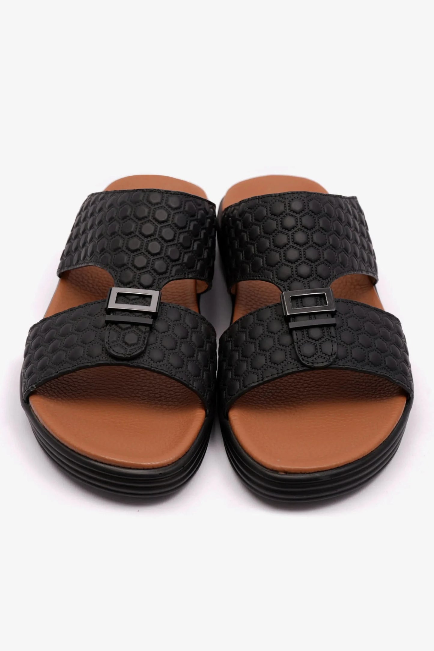 COMFORT PLUS STYLISH MENS ARABIC TRIMS SANDALS BLACK - Seventy7