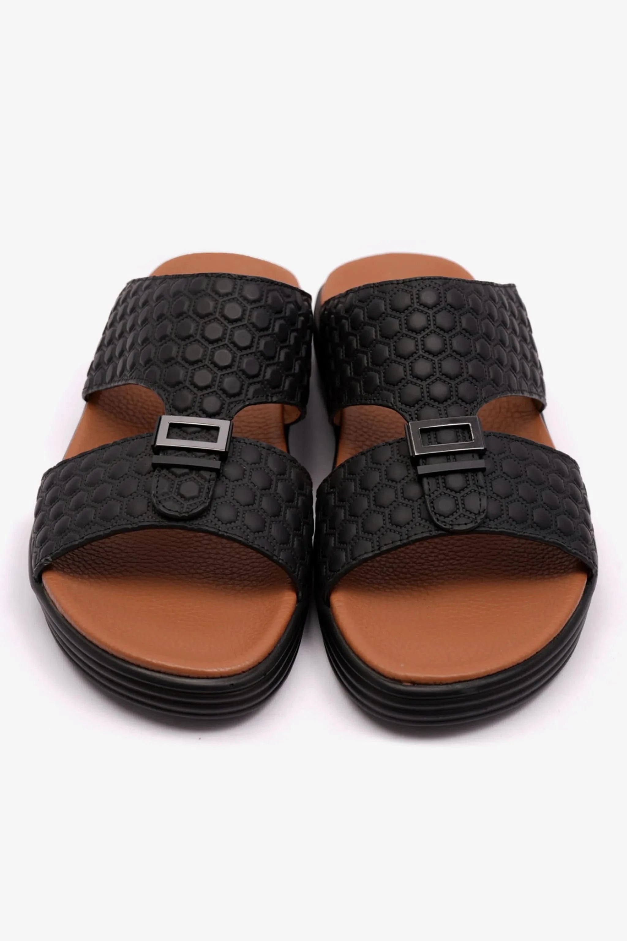 COMFORT PLUS STYLISH MENS ARABIC TRIMS SANDALS BLACK - Seventy7